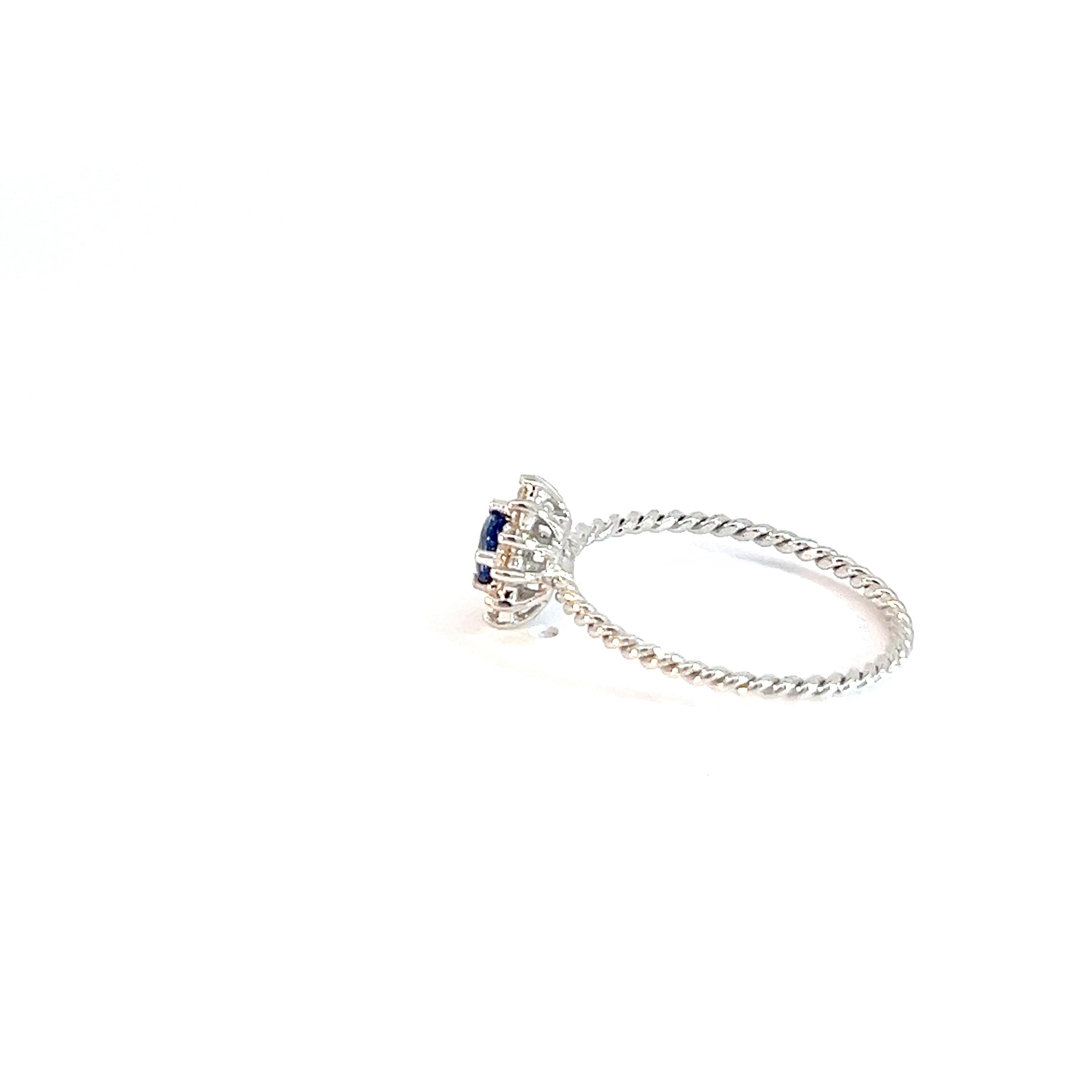Anillo Lady Di zafiro azul 4mm