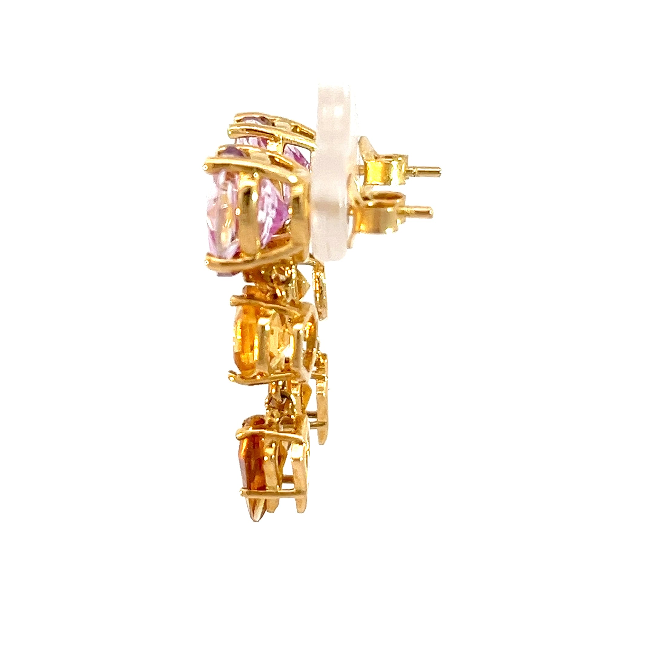 Aretes Cometa Topacio Rosa y citrinos