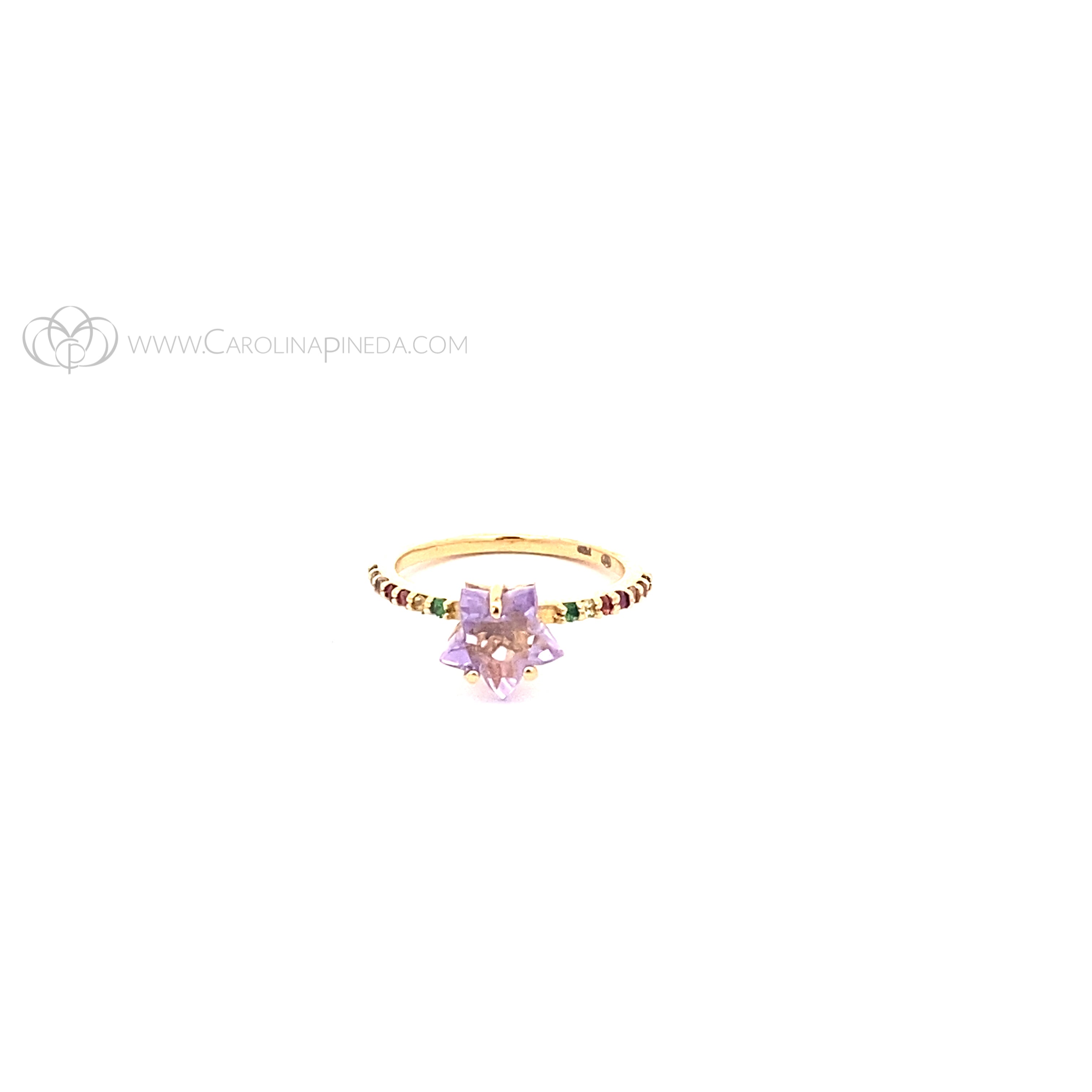 Anillo estrella 8 mm con zafiros de colores