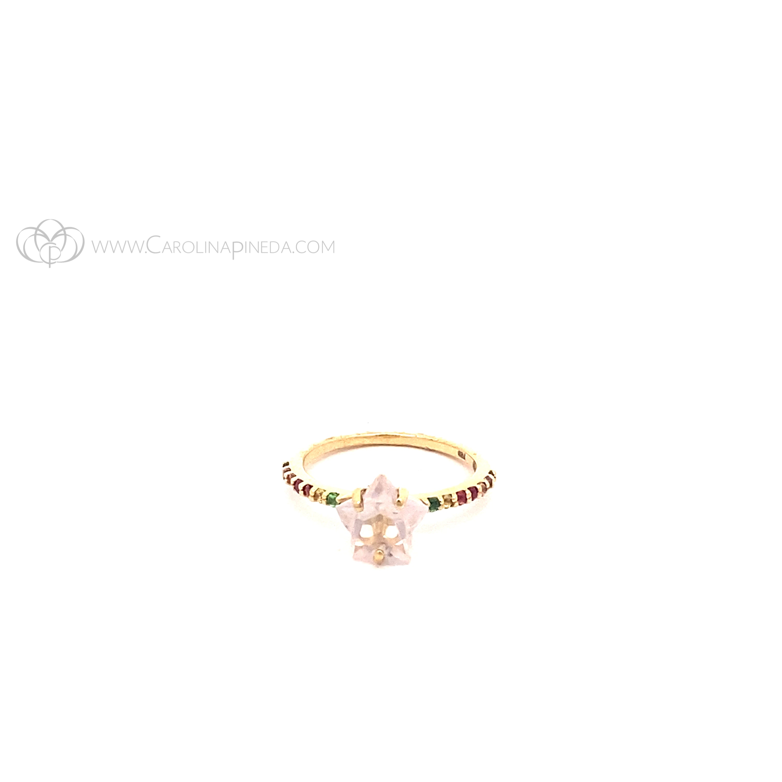 Anillo estrella 8 mm con zafiros de colores