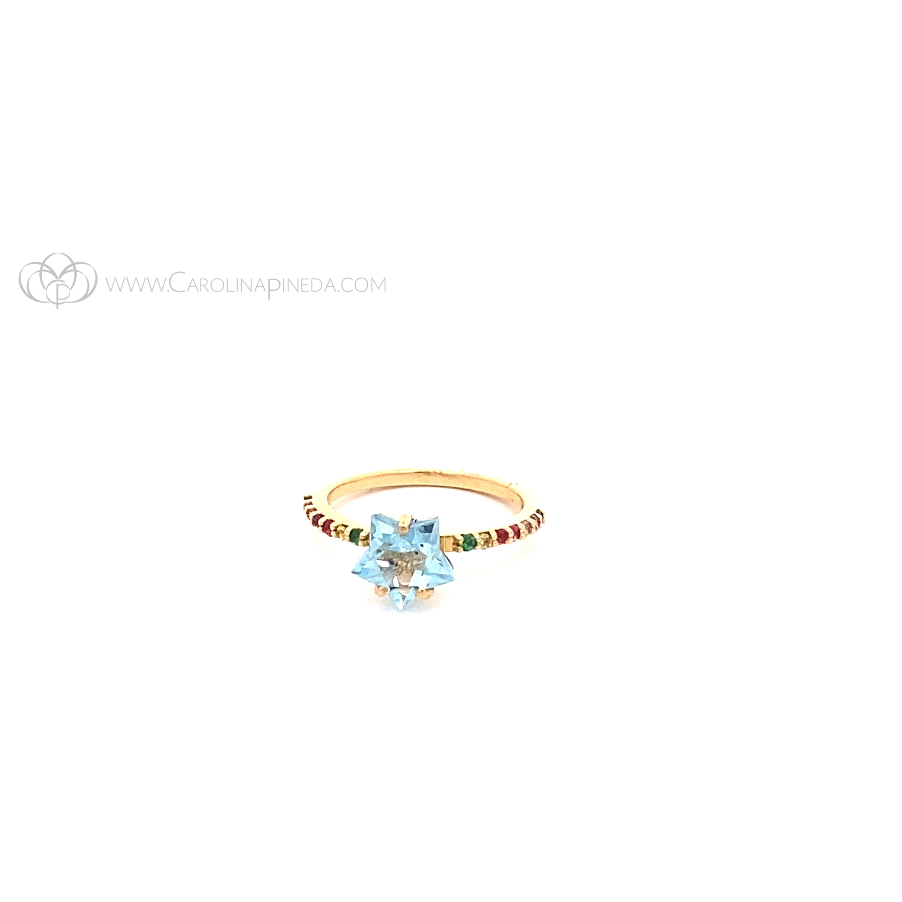 Anillo estrella 8 mm con zafiros de colores