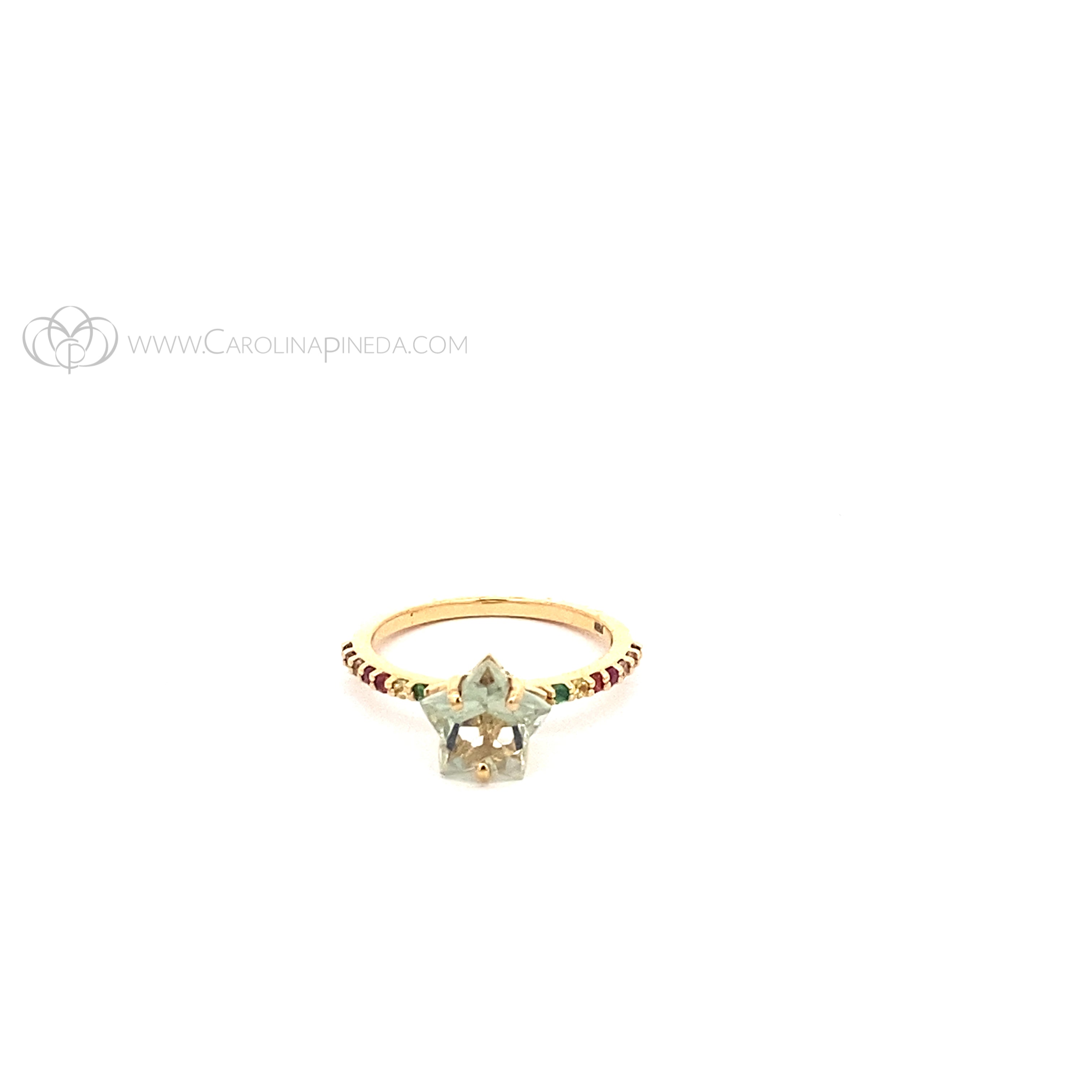 Anillo estrella 8 mm con zafiros de colores