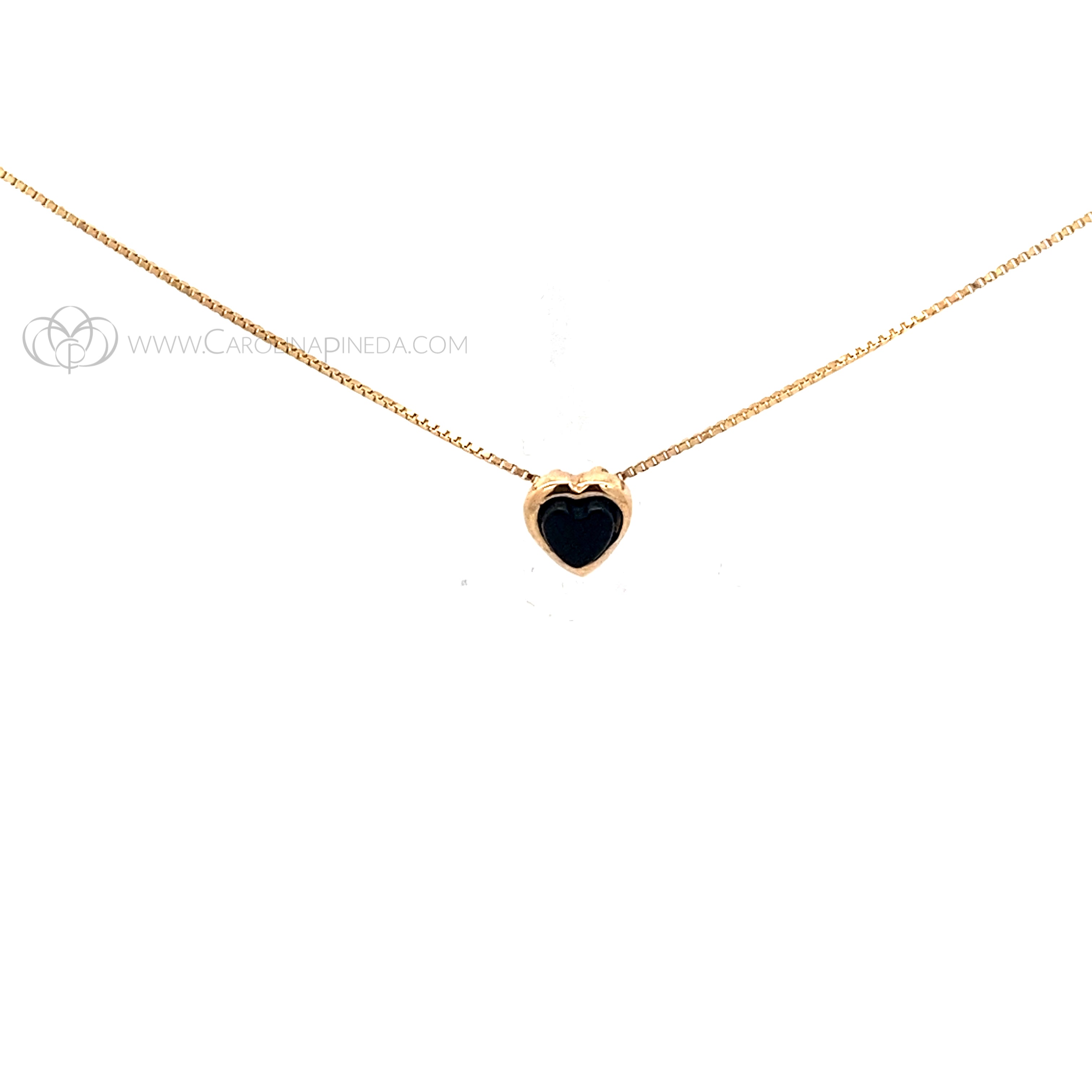 Collar Corazon Onyx Con Bisel