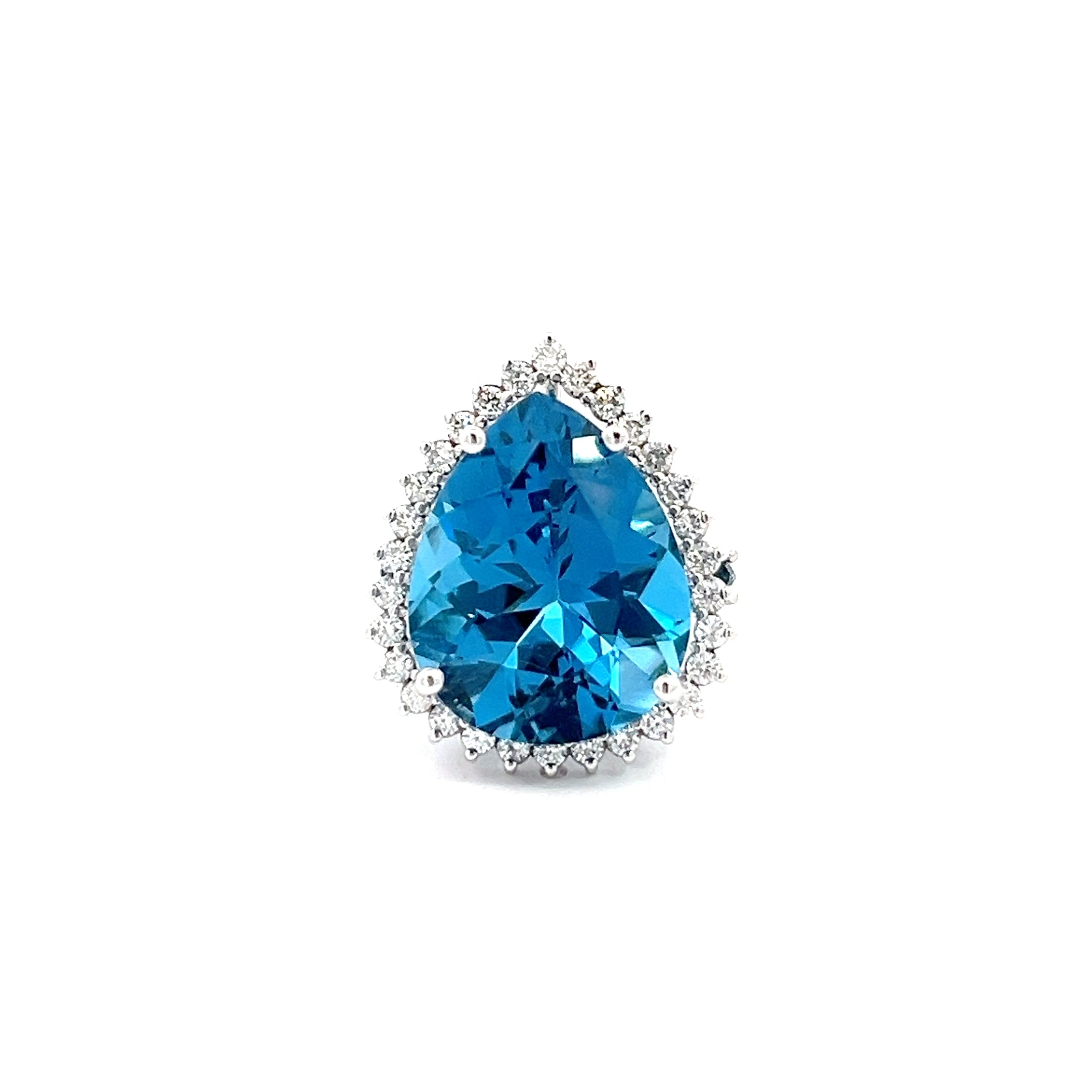 Anillo Hindi Topacio london blue y diamantes