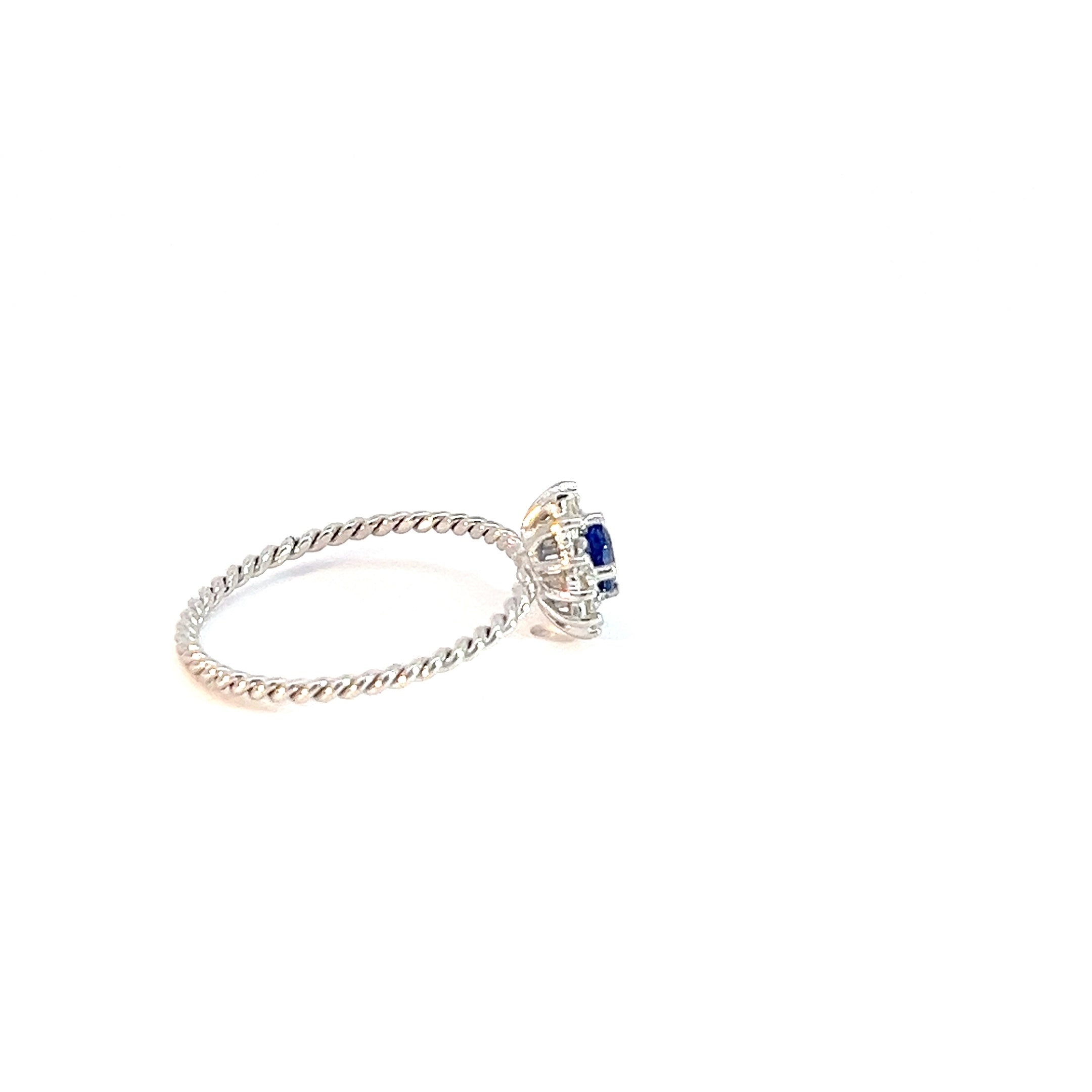Anillo Lady Di zafiro azul 4mm