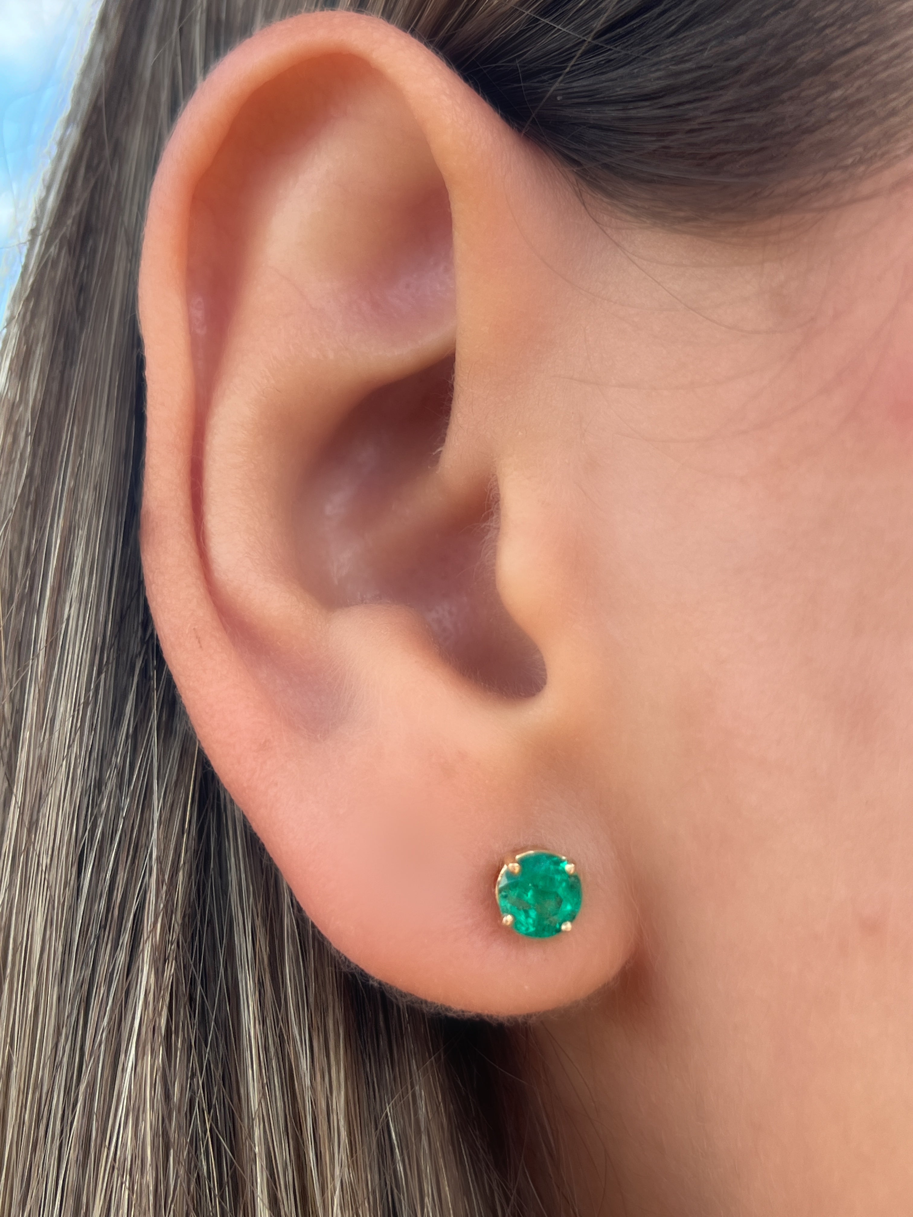 Aretes Esmeralda redonda 5mm