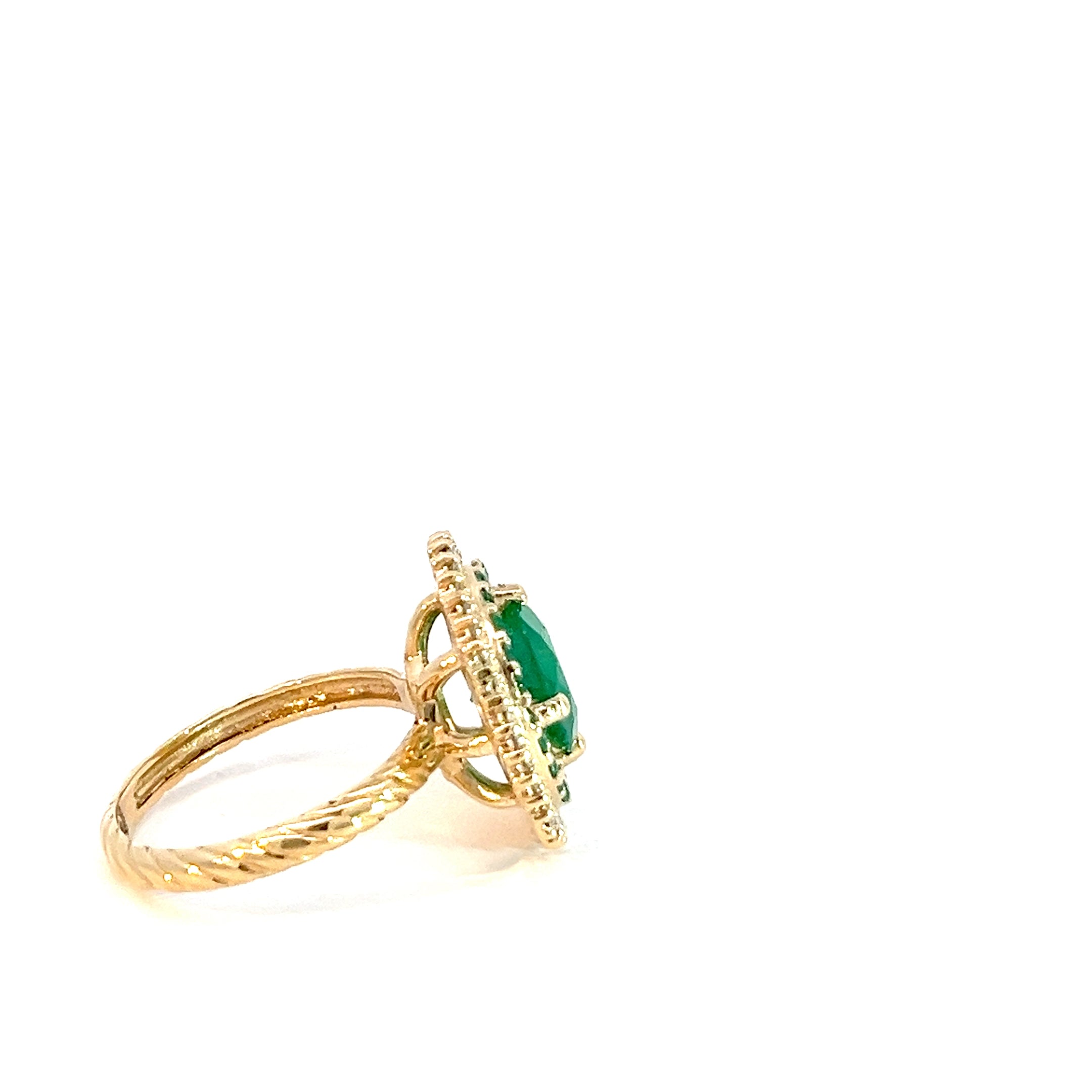 Anillo Esmeralda doble halo redondo