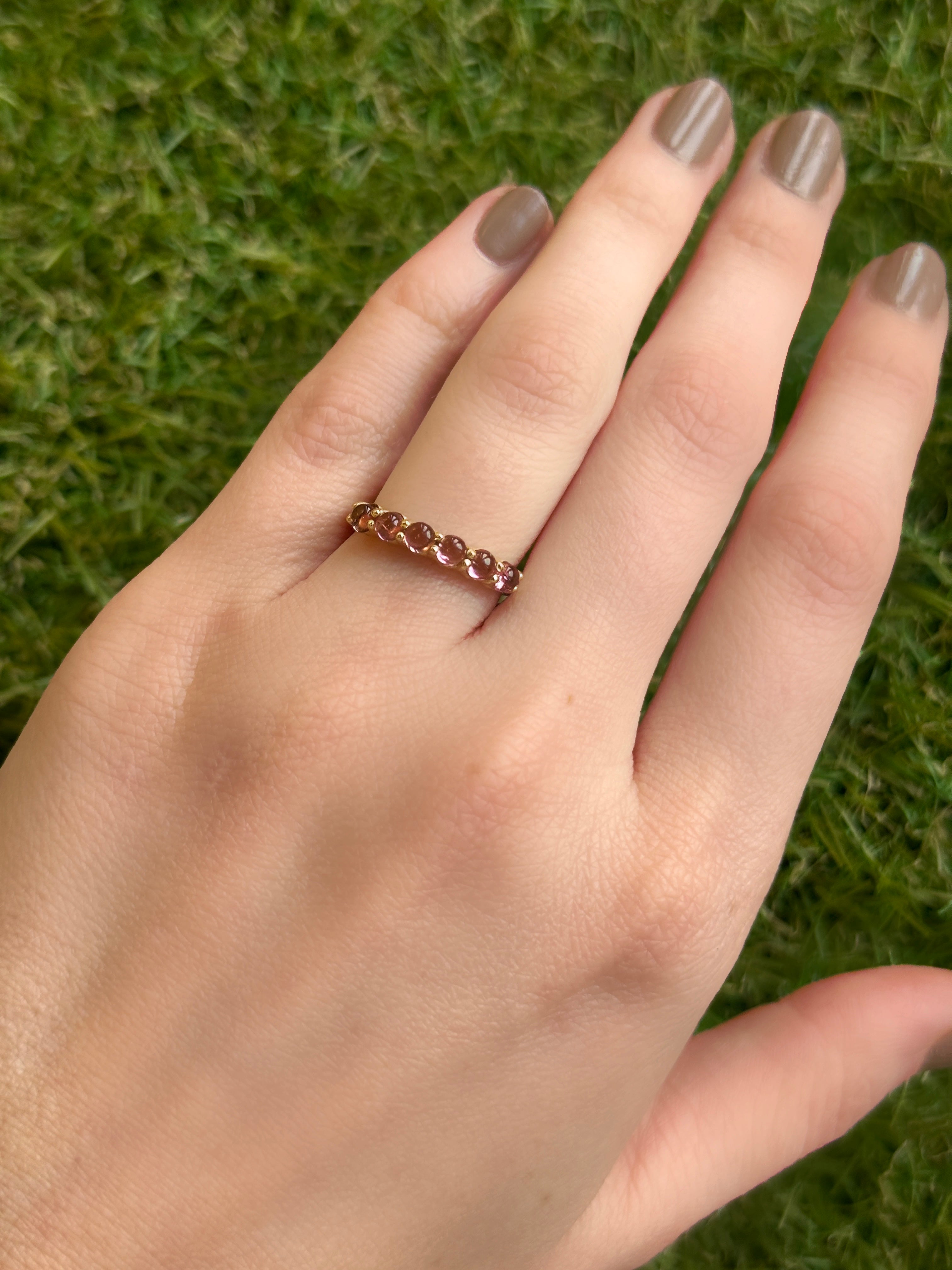 Anillo churumbela cabujón Turmalina 3mm