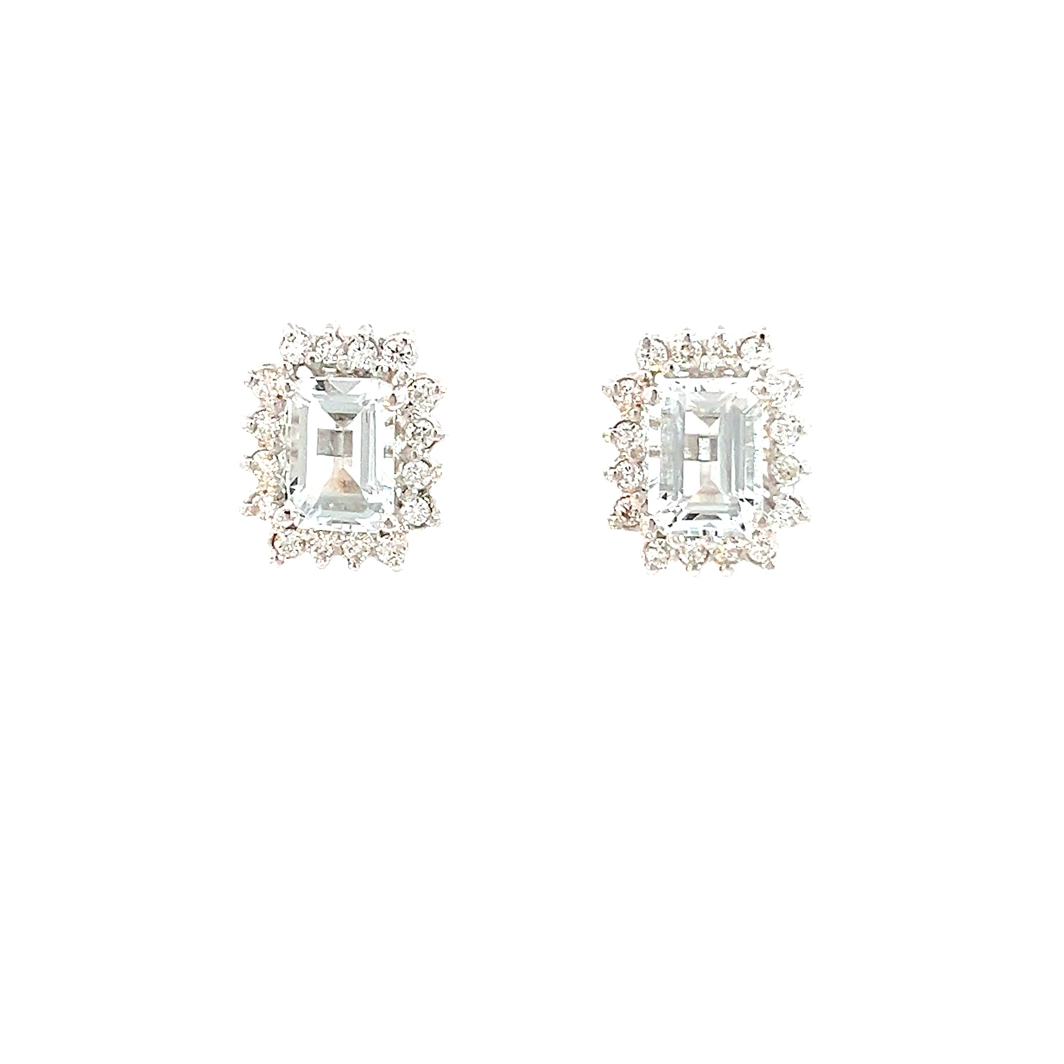Aretes Aguamarina cluster en diamantes - Oro blanco