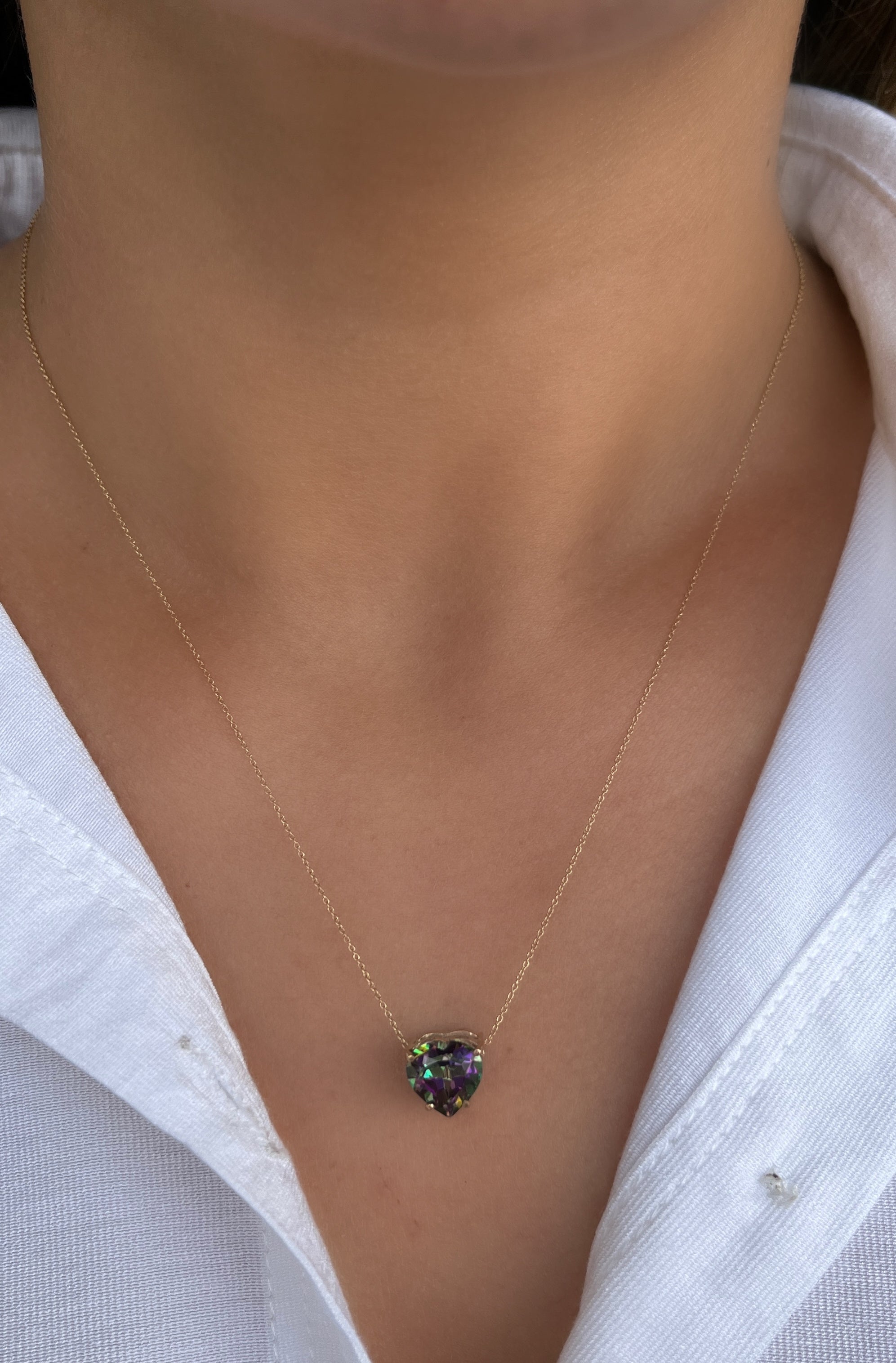 Collar corazón 9 mm Topacio místico