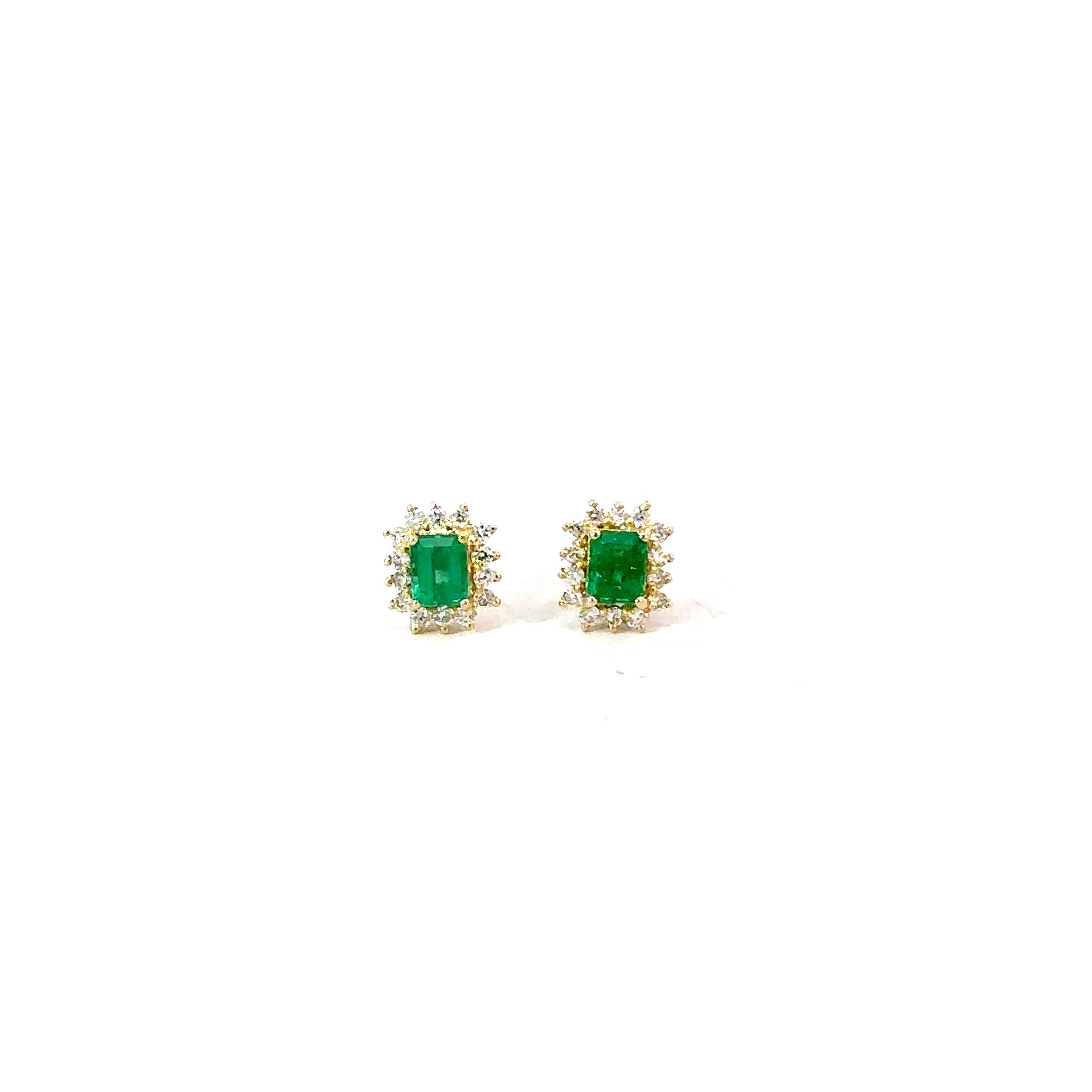 Aretes mini Esmeralda 0,29 cts cluster diamantes