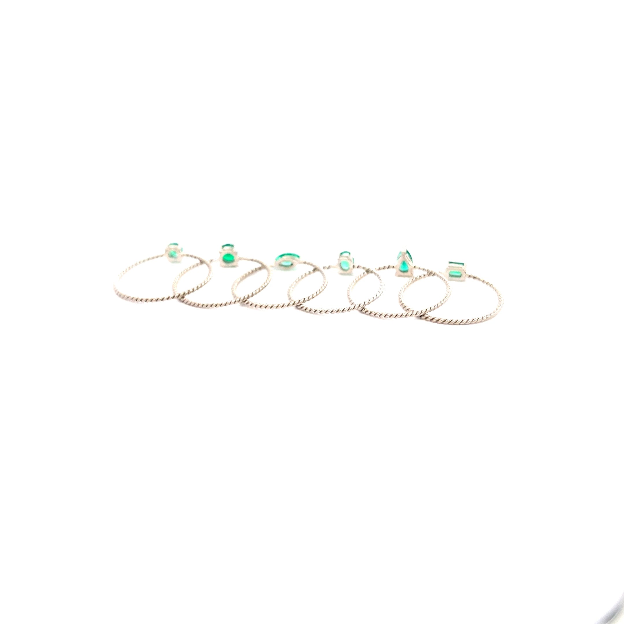 Anillo espiral love mini esmeralda Oro blanco