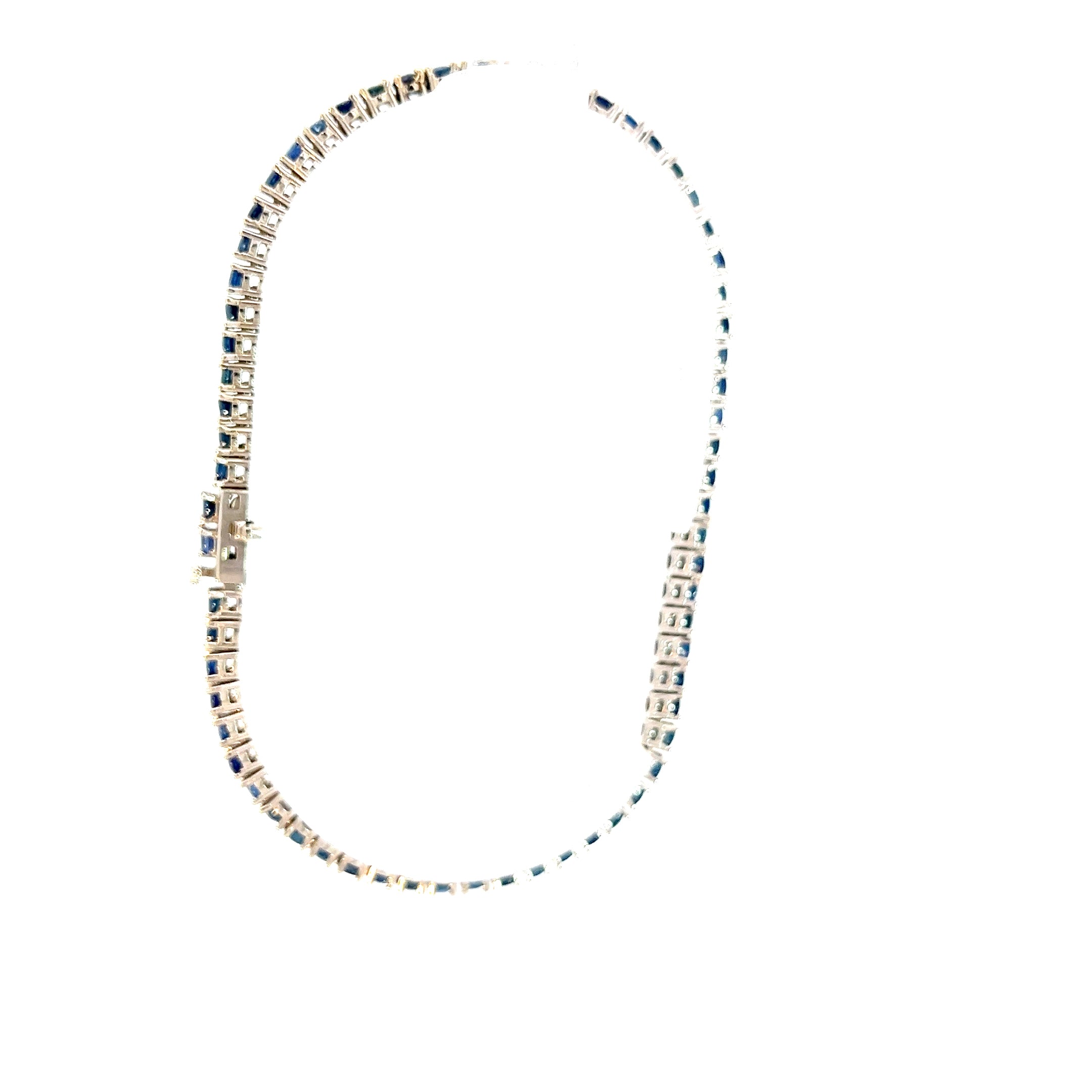 Pulsera Tennis en Zafiros Azules en Oro Blanco