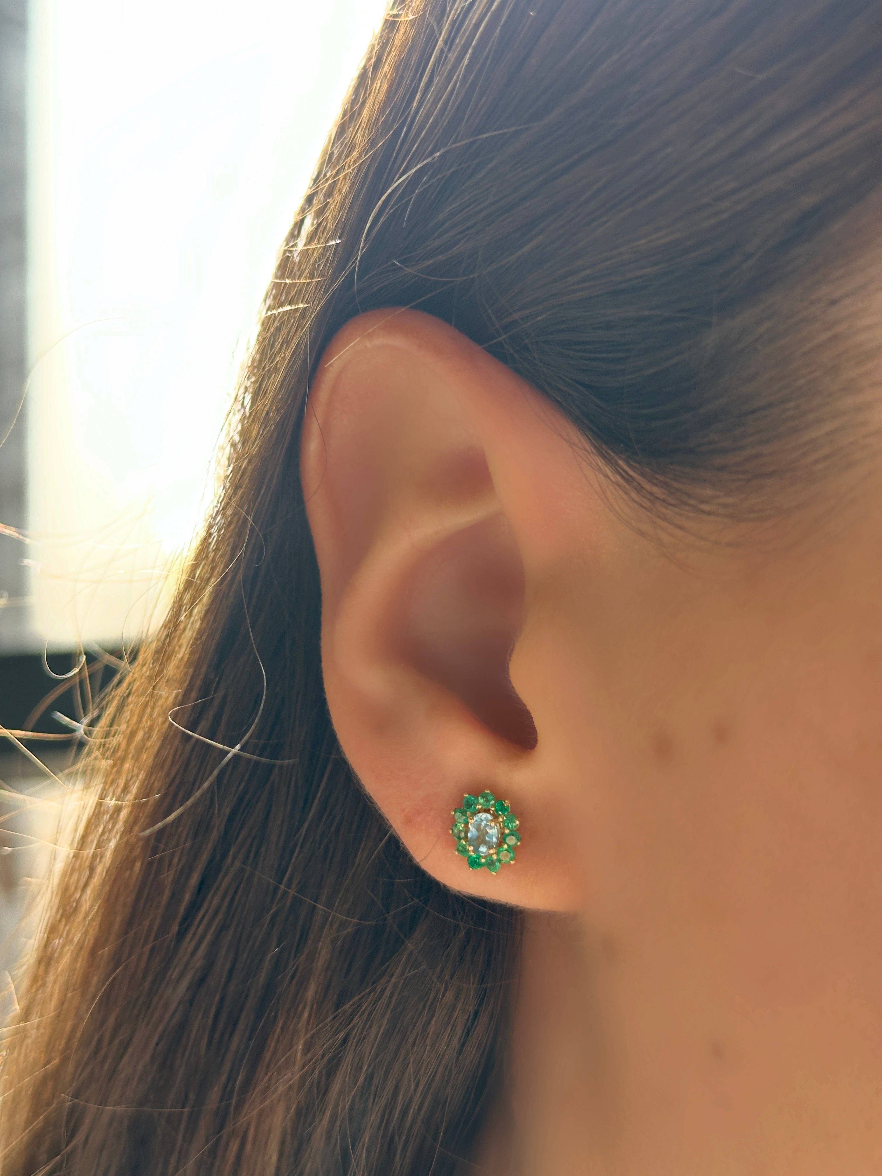 Aretes Antoniette Topacio swiss blue 7mm