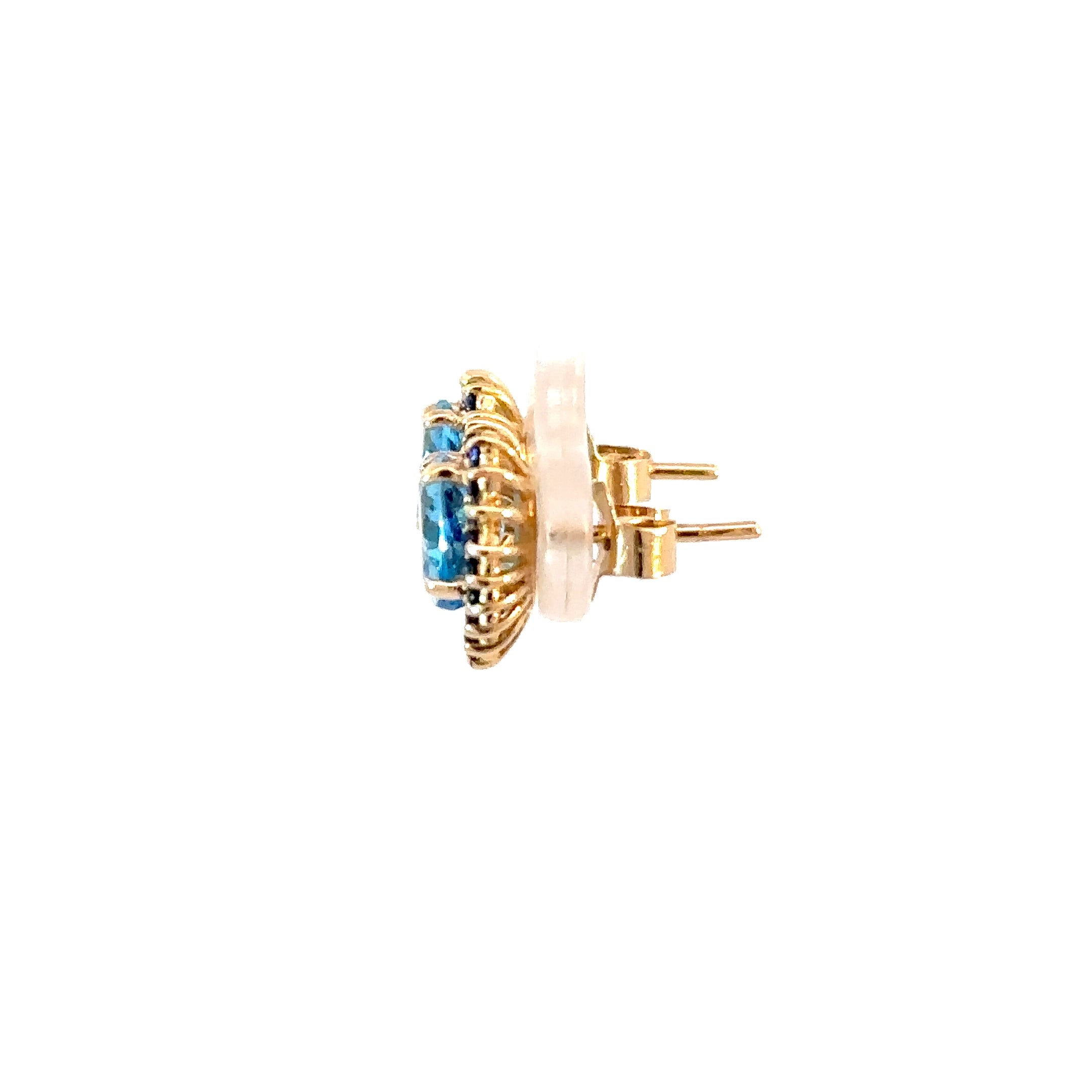Aretes Camelia topacio Swiss blue y zafiros azules