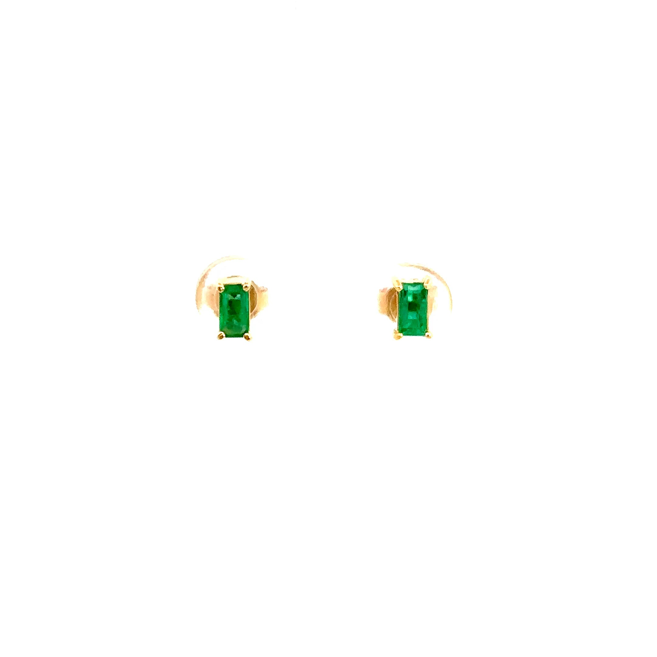 Aretes baguette esmeralda 5mm x 3mm