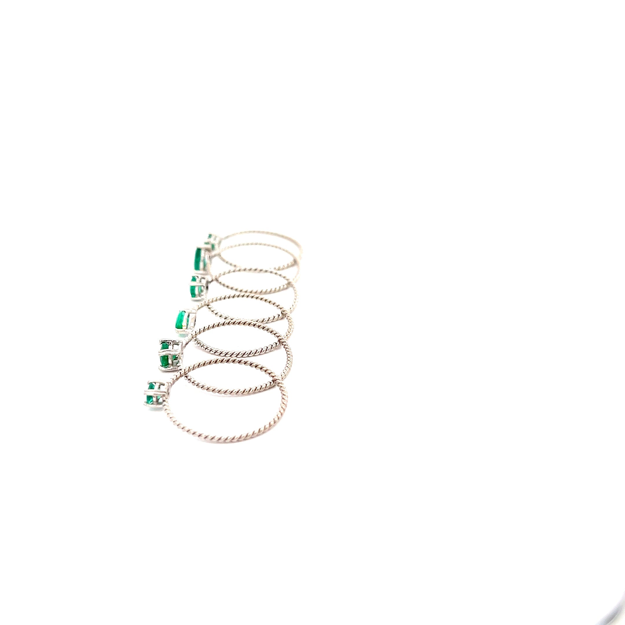 Anillo espiral love mini esmeralda Oro blanco