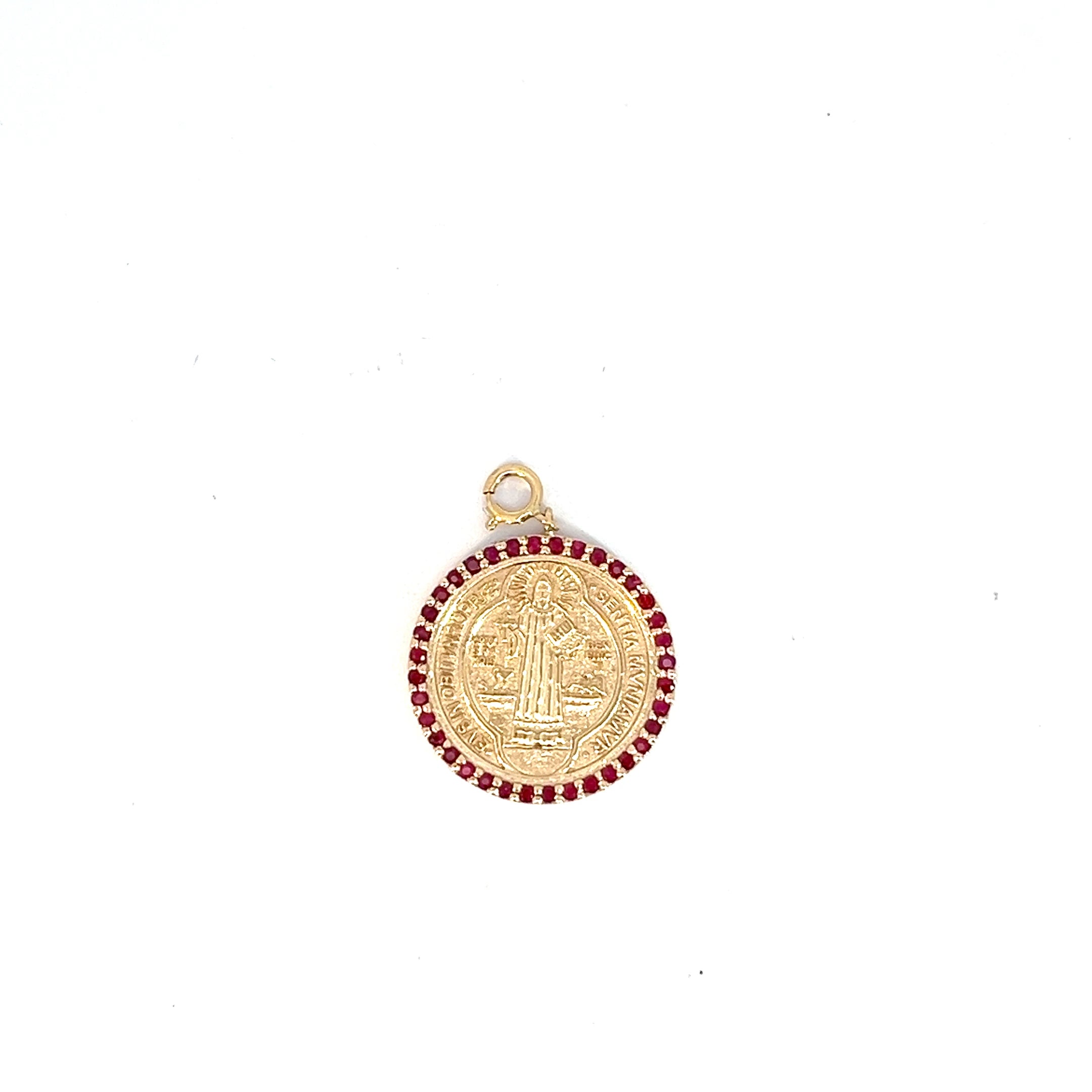 Dije Medalla de San Benito Rubíes
