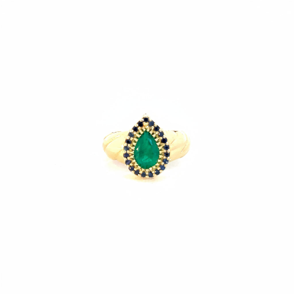 Anillo Amara esmeralda y zafiros 14mm