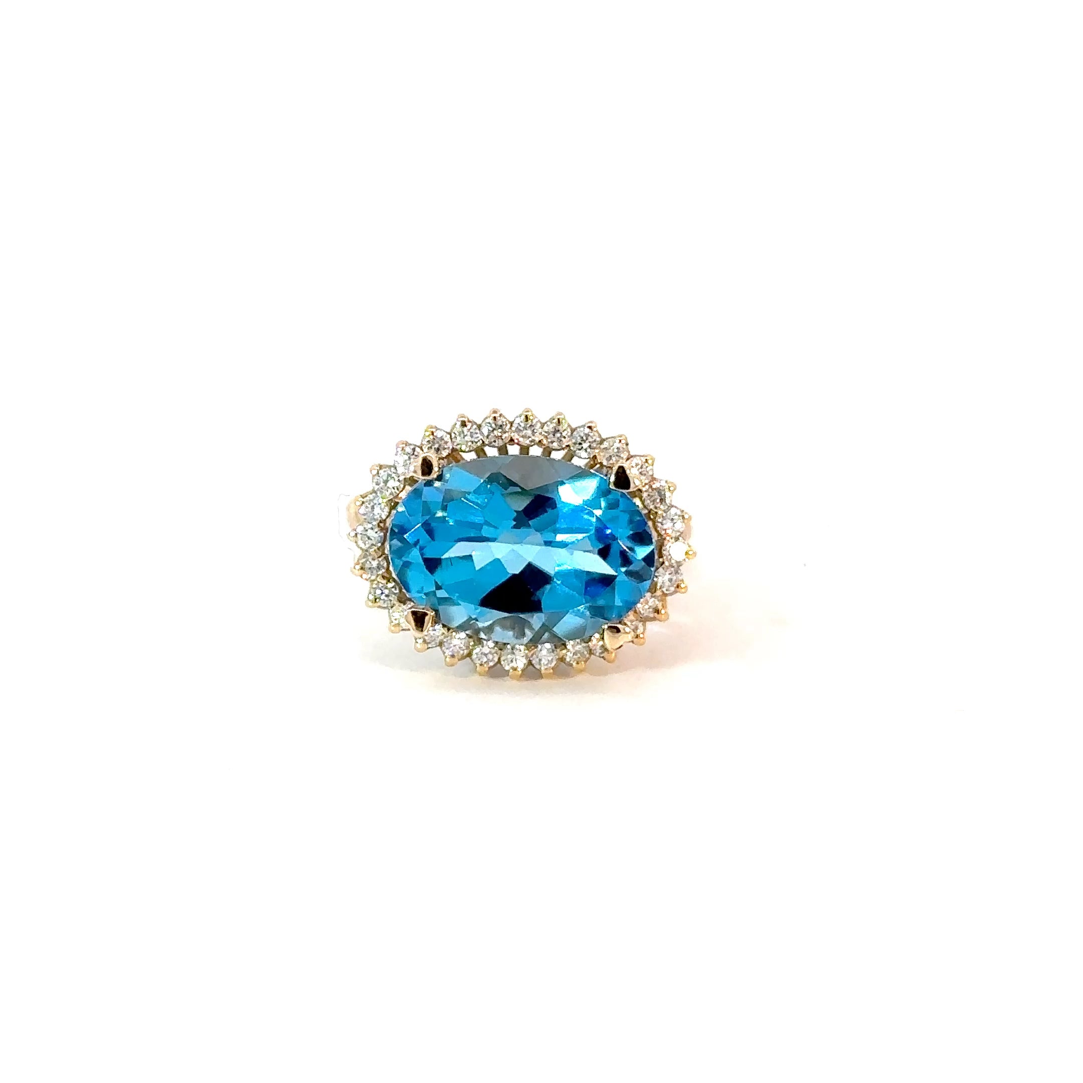 Anillo Anette Topacio swiss blue y diamantes
