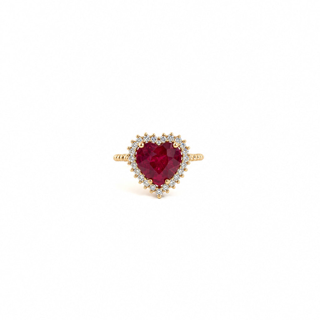 Anillo Camelia Rubí con diamantes 13mm