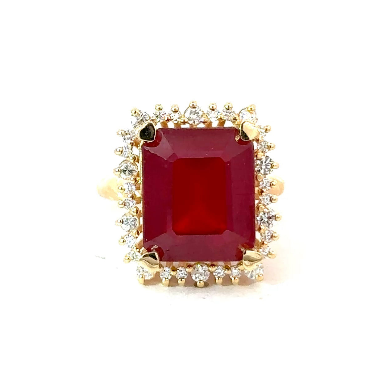 Anillo Candy Rubí Cluster Diamantes