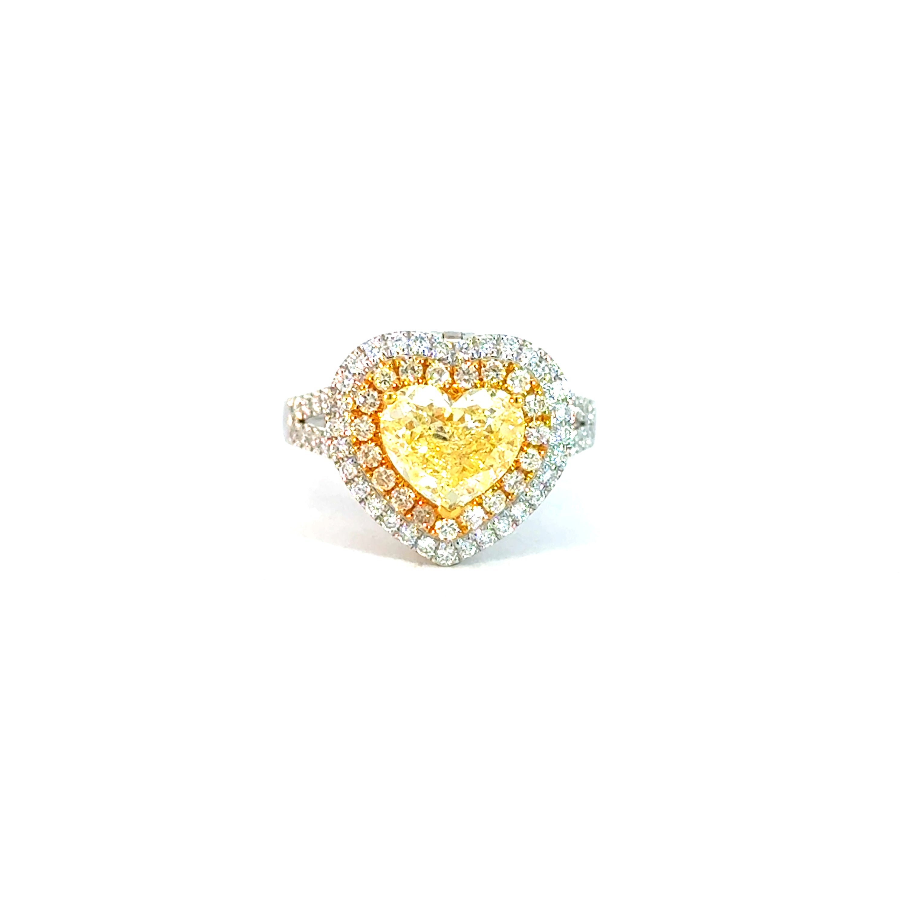 Anillo Monaco corazón diamante amarillo