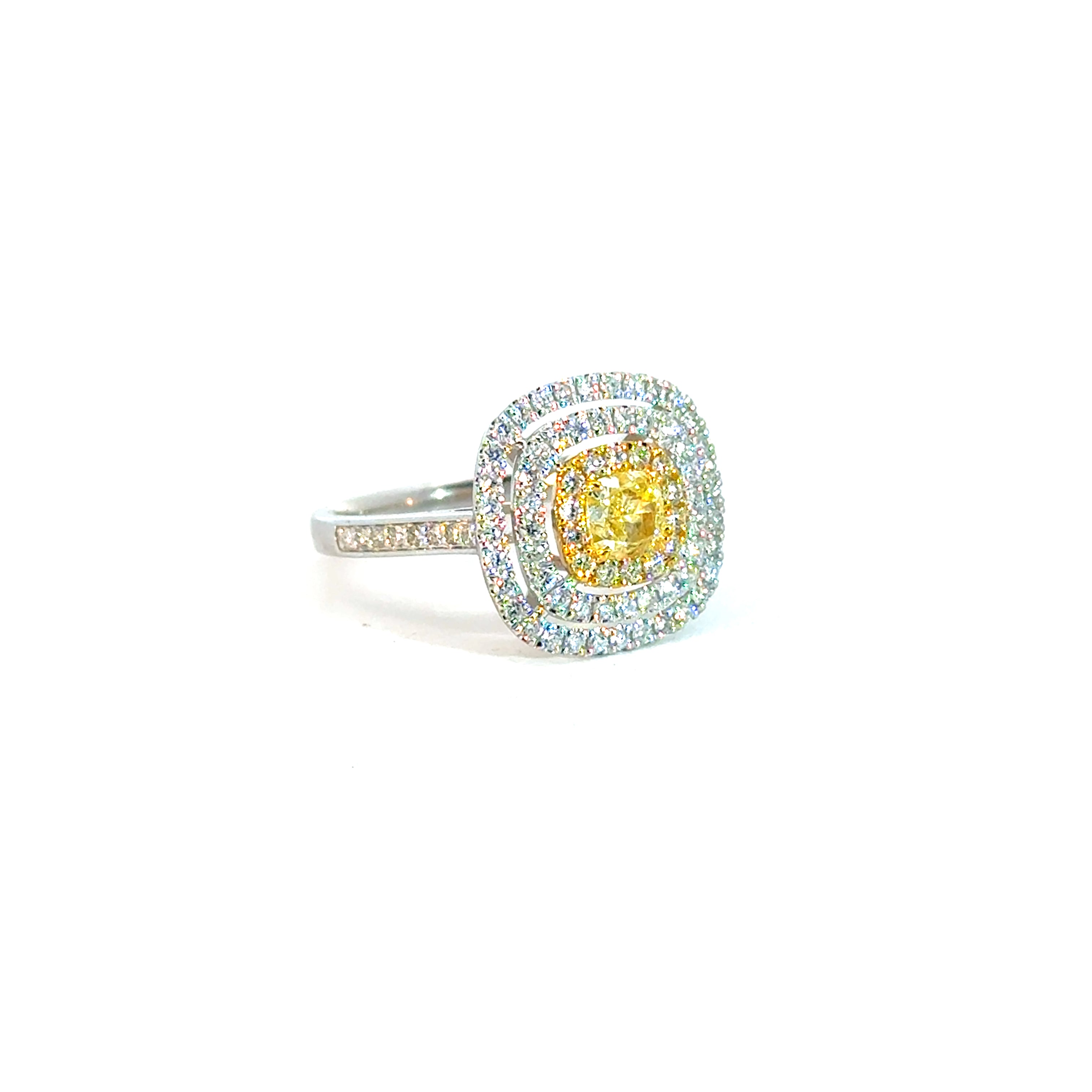 Anillo Monaco cuadrado diamante amarillo