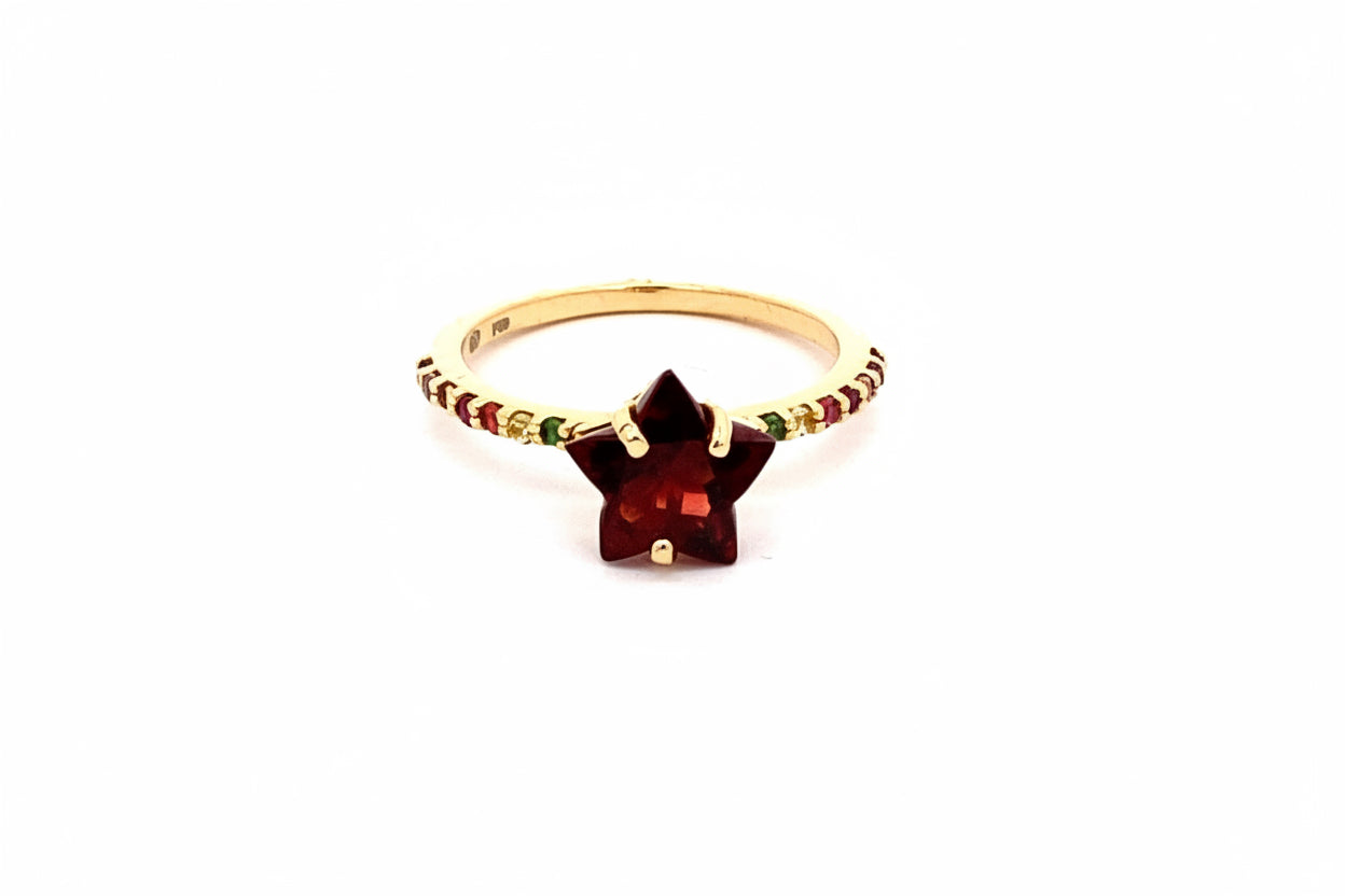 Anillo estrella 8 mm con arcoiris
