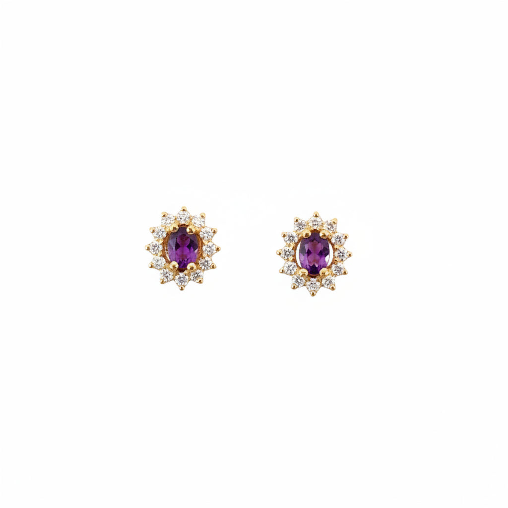 Arete Antoniette Amatista con diamantes 8,7mm