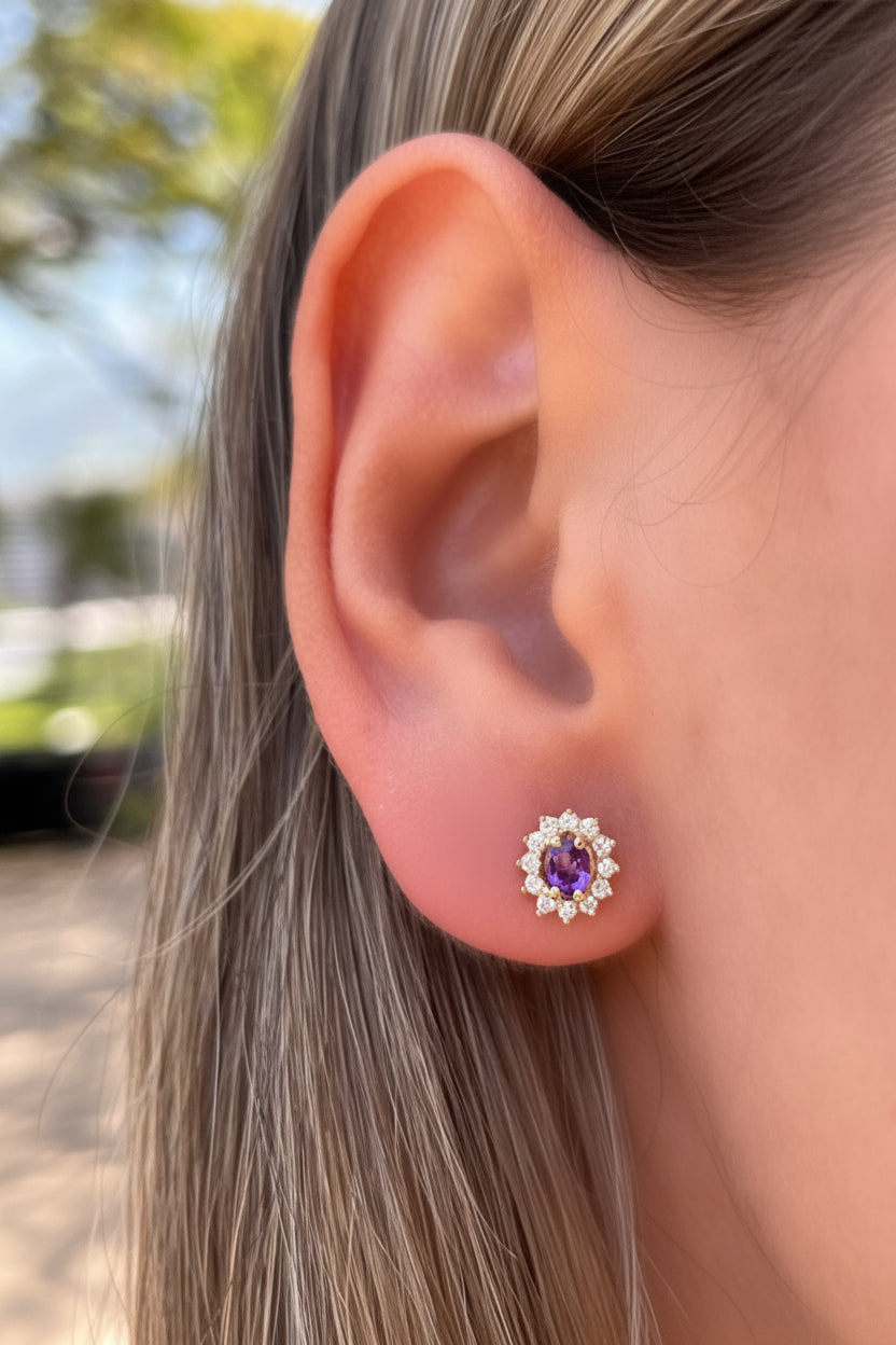 Arete Antoniette Amatista con diamantes 8,7mm