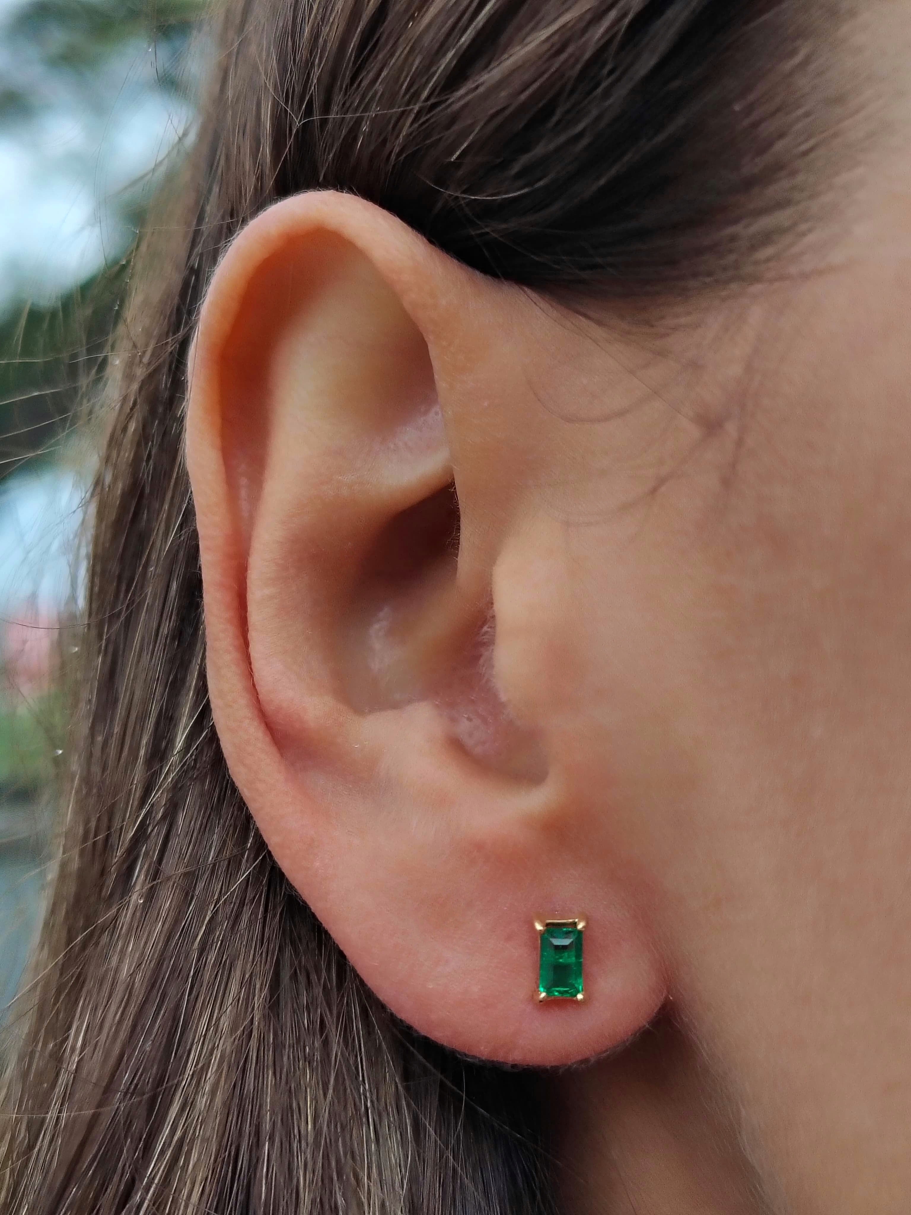 Arete baguette mid esmeralda 4mm x 2mm