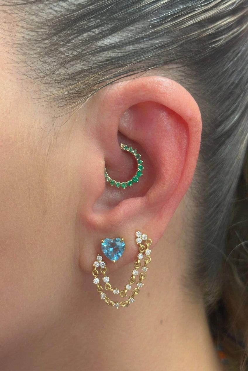 Arete piercing daith diamantes OA