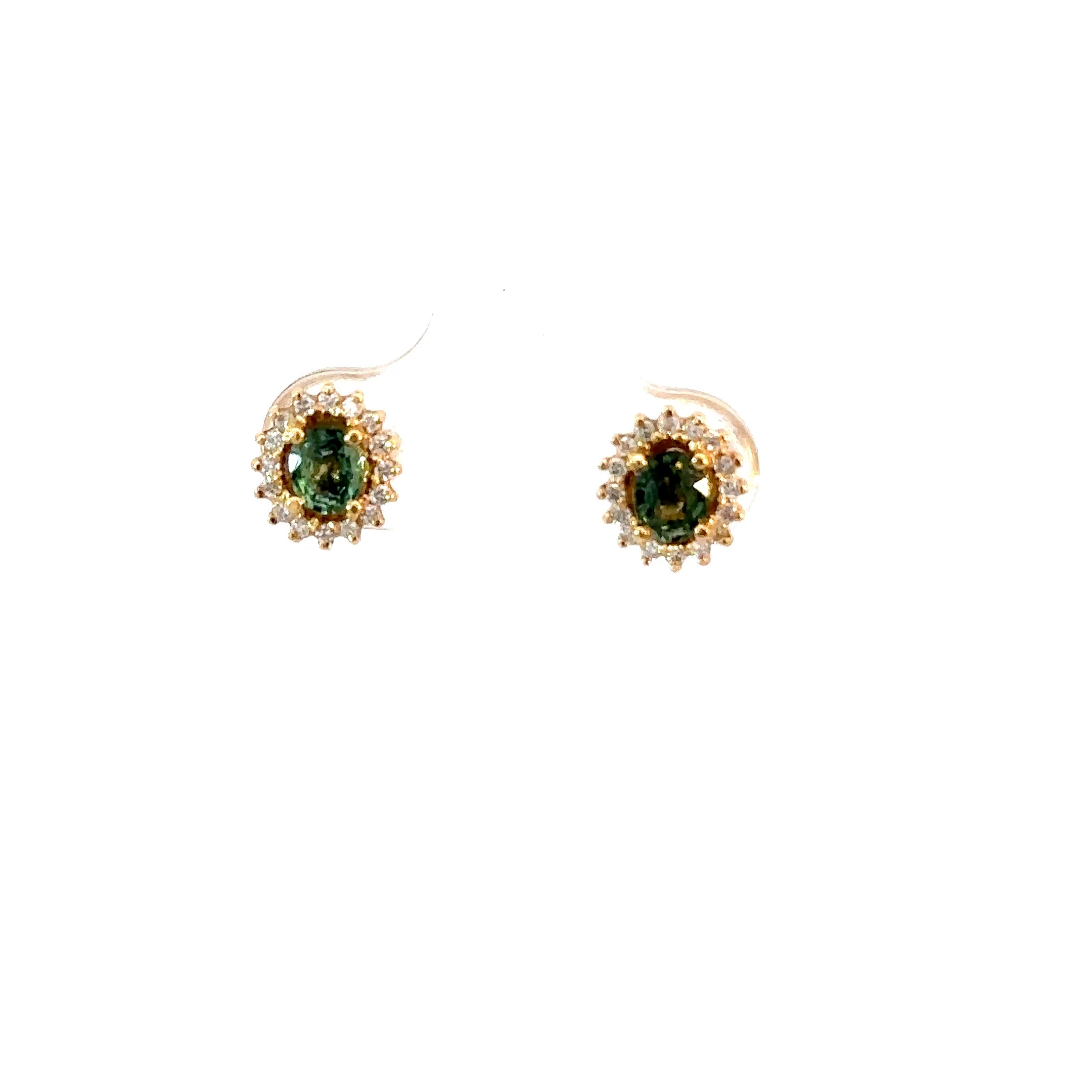 Aretes Antoniette Zafiro Teal con Diamantes 8mm