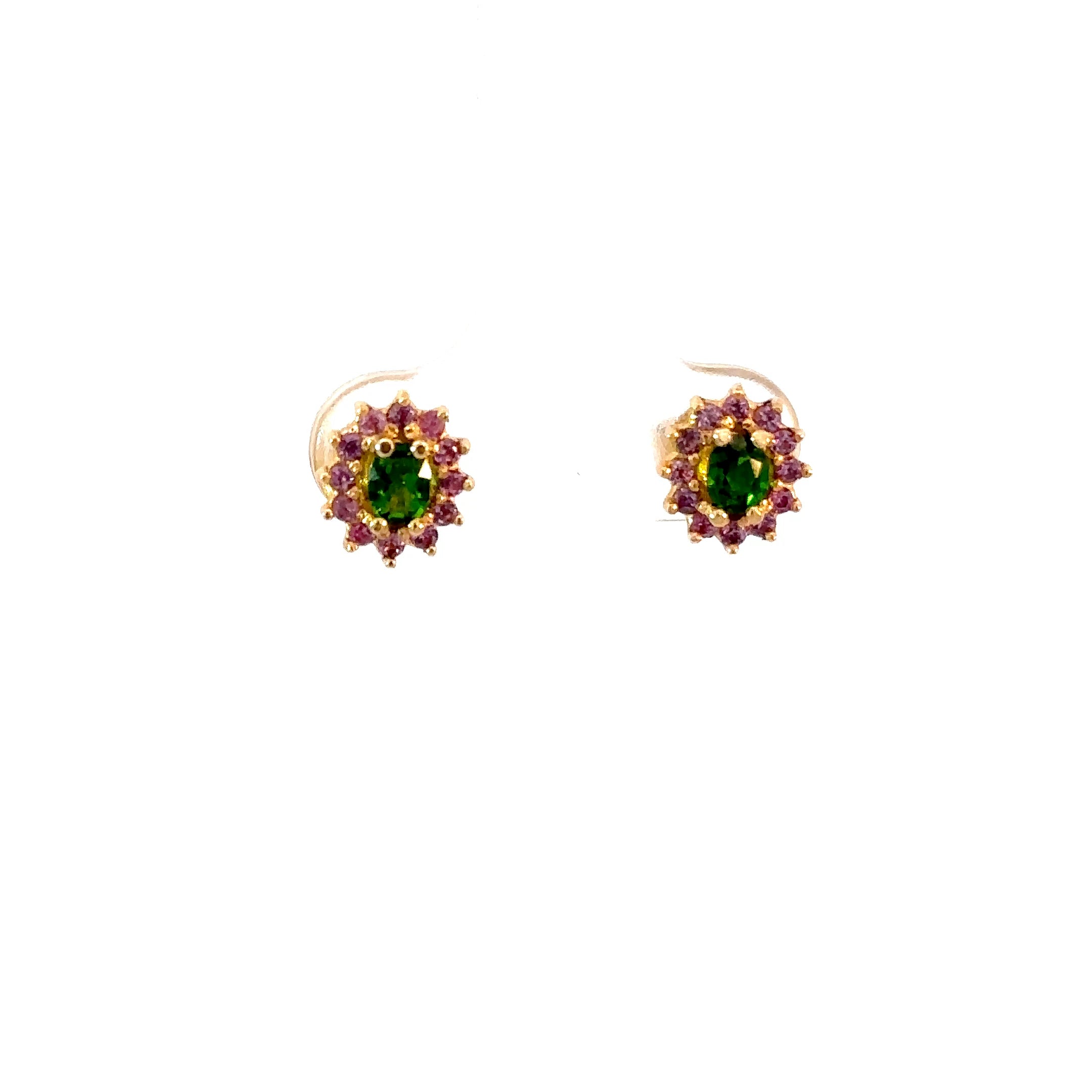 Aretes Antoniette cromodiópsido con zafiros rosados 9mm