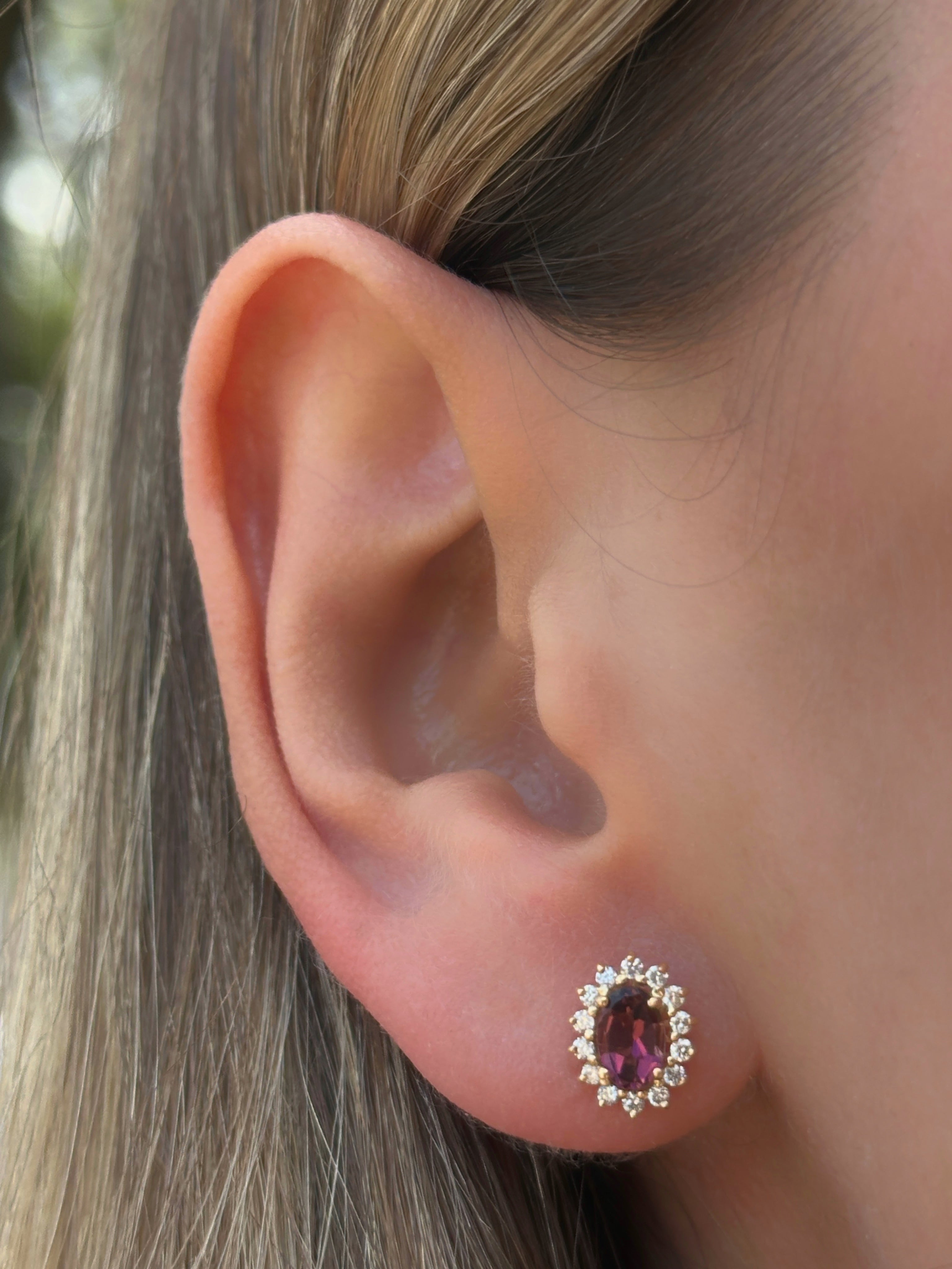 Aretes Antoniette turmalina y diamantes 9mm