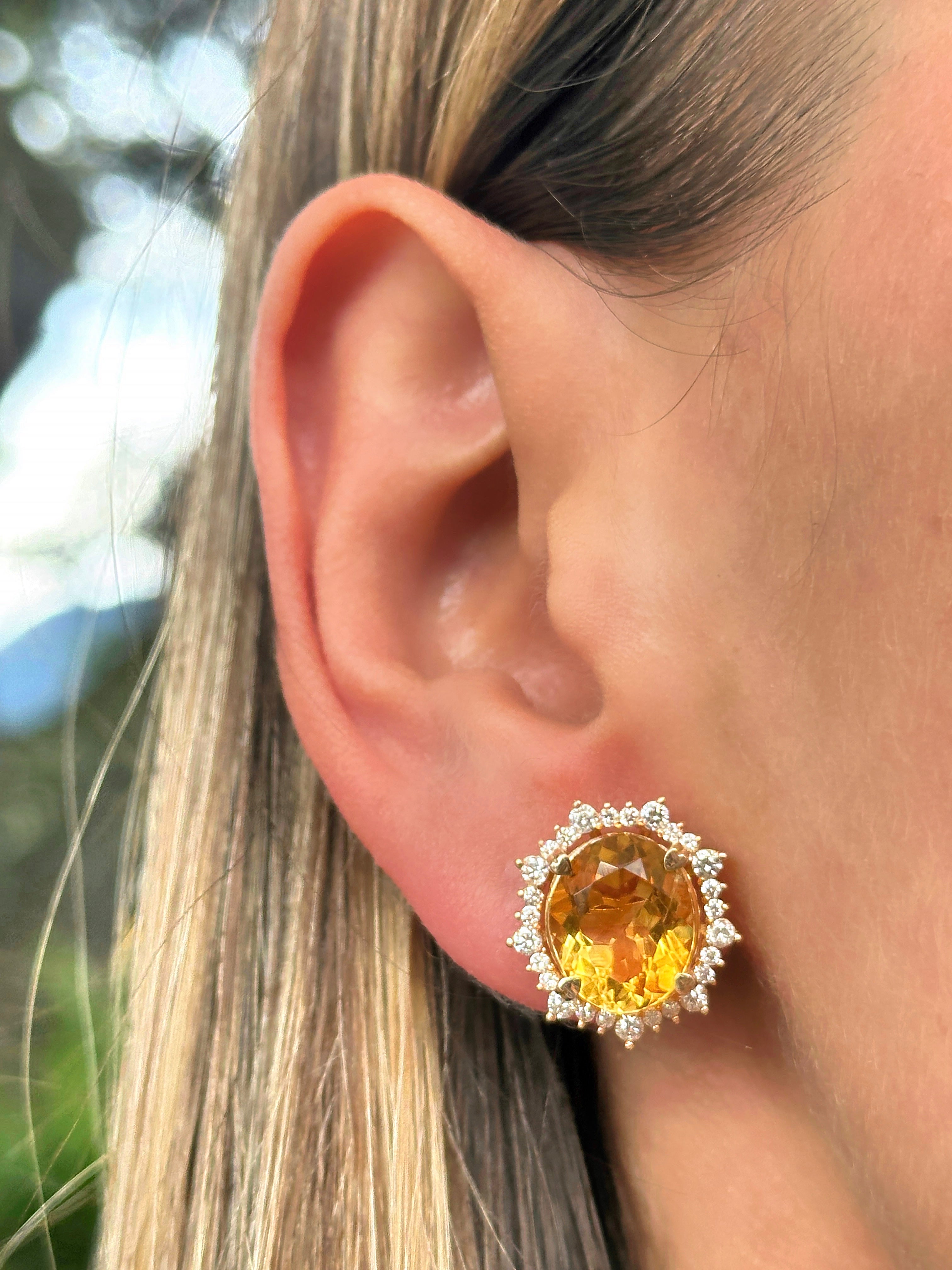 Aretes Aurora Citrino con diamantes 17mm