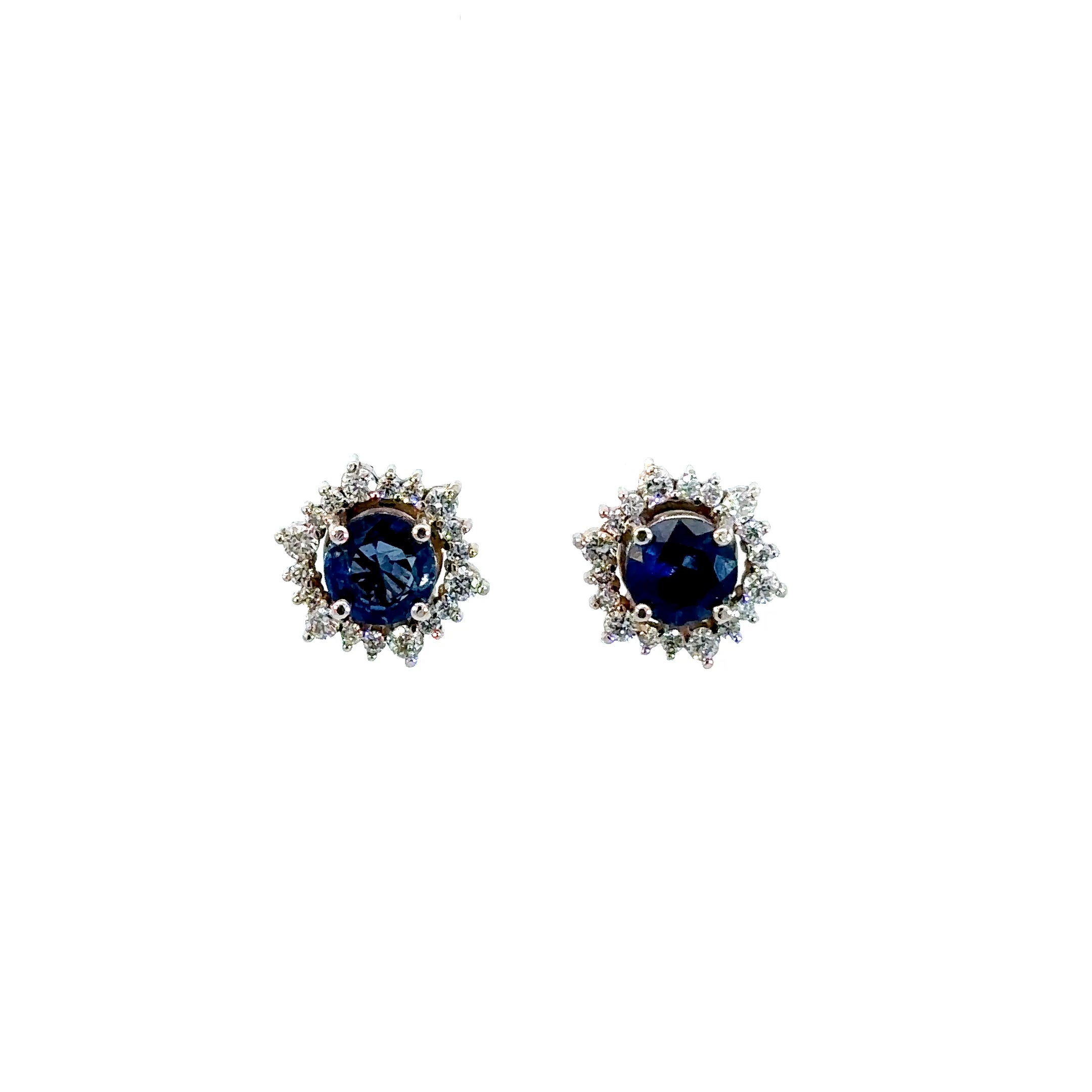 Aretes Aurora zafiro azul y diamantes 12mm