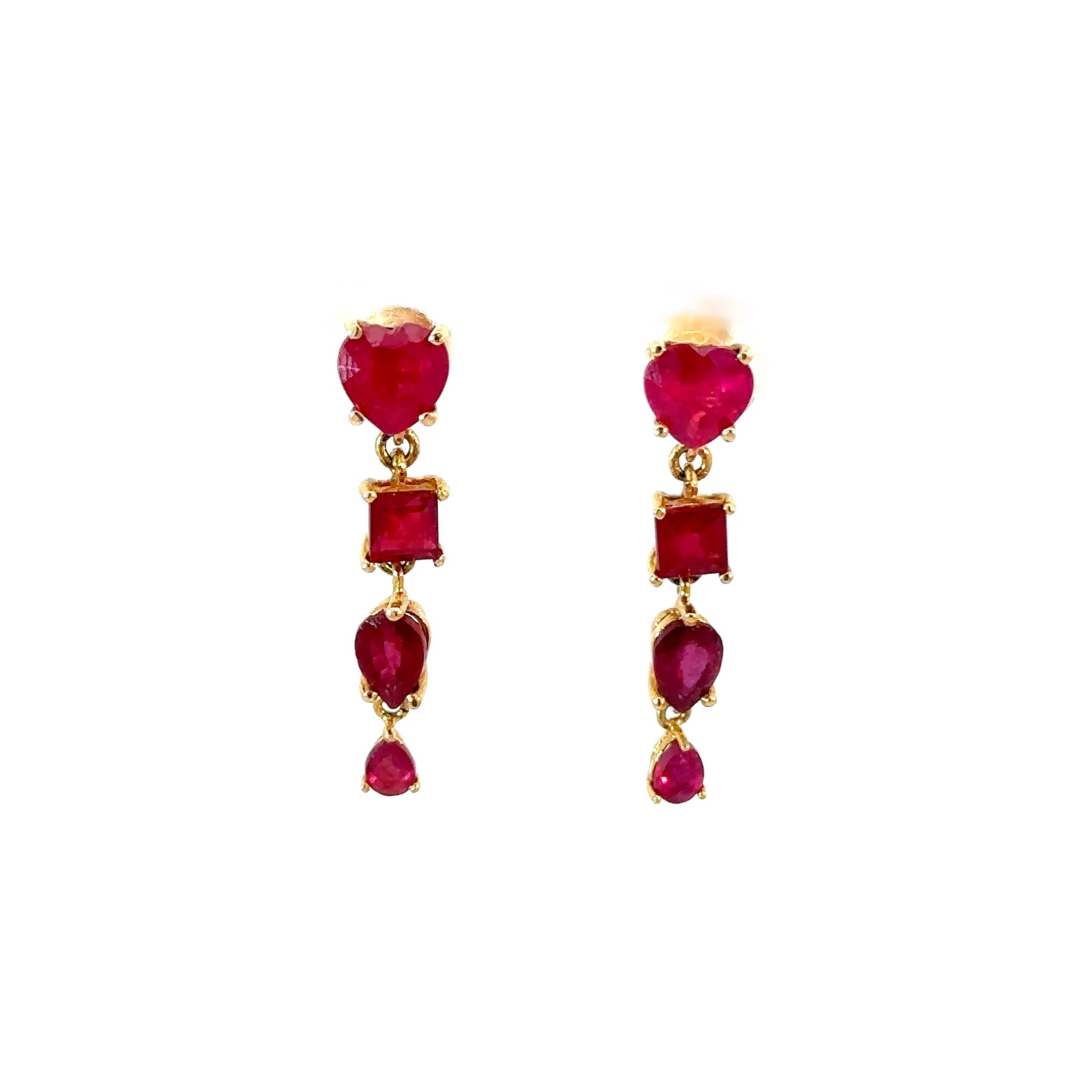 Aretes BOLD rubíes corazón