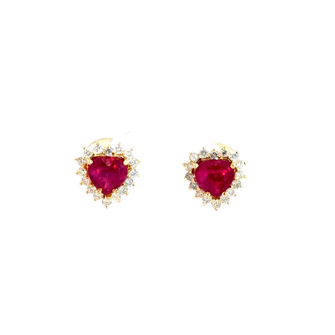 Aretes Camelia Rubi y Diamantes 10mm