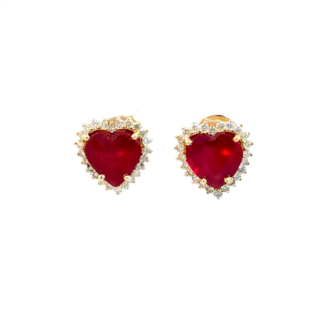 Aretes Camelia Rubi y Diamantes 13mm