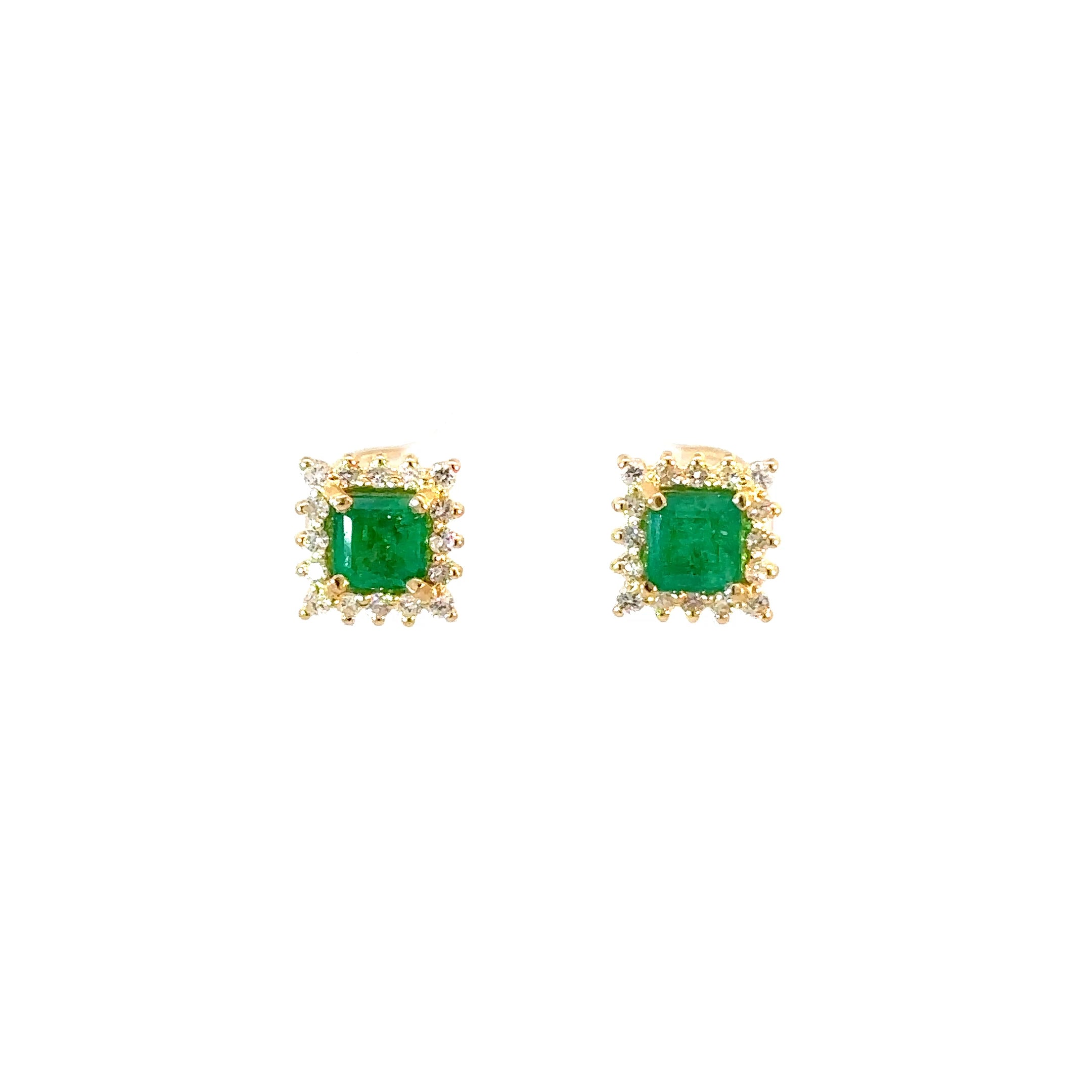 Aretes Esmeralda cluster diamantes 9mm