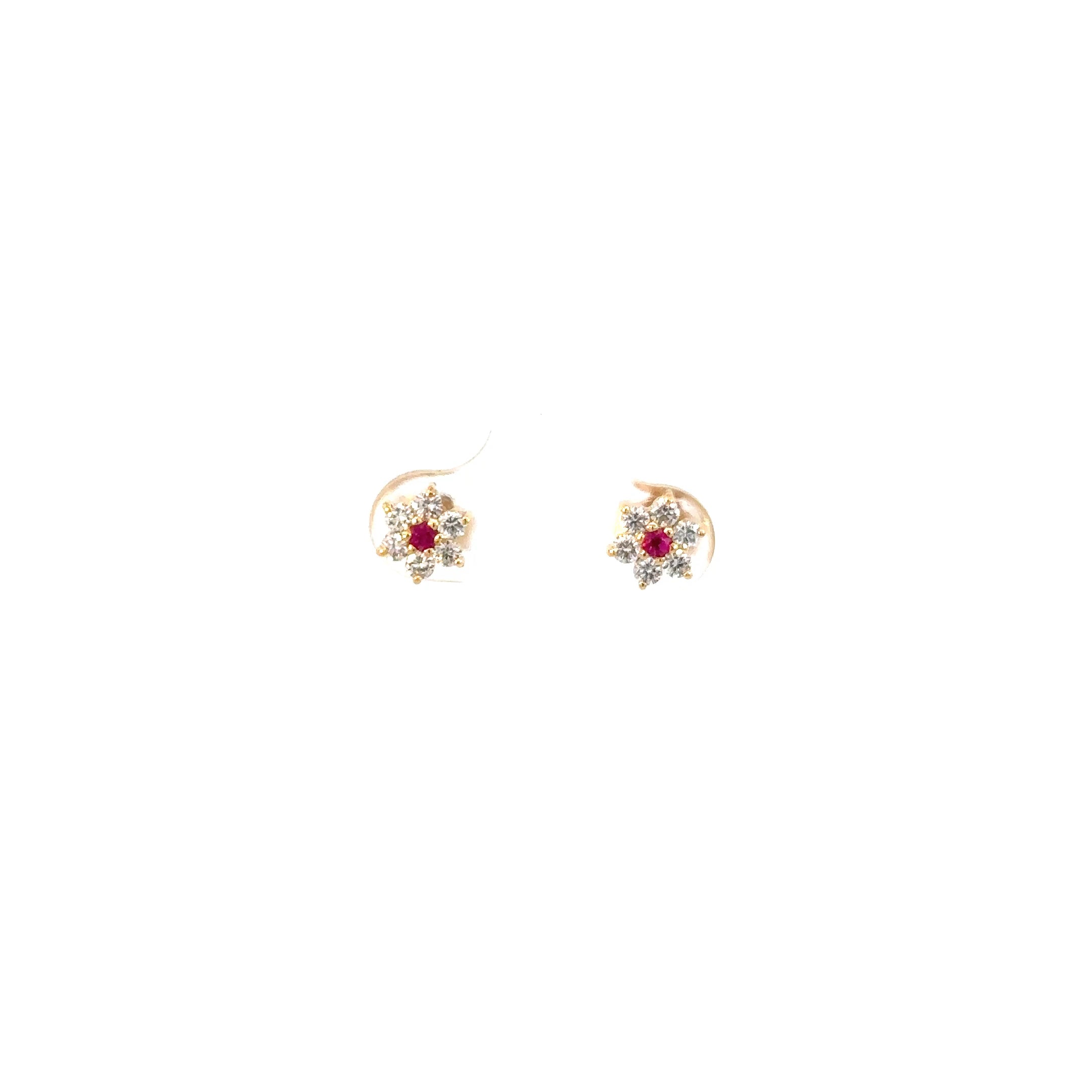 Aretes Margaret Rubí 2mm Oro Amarillo