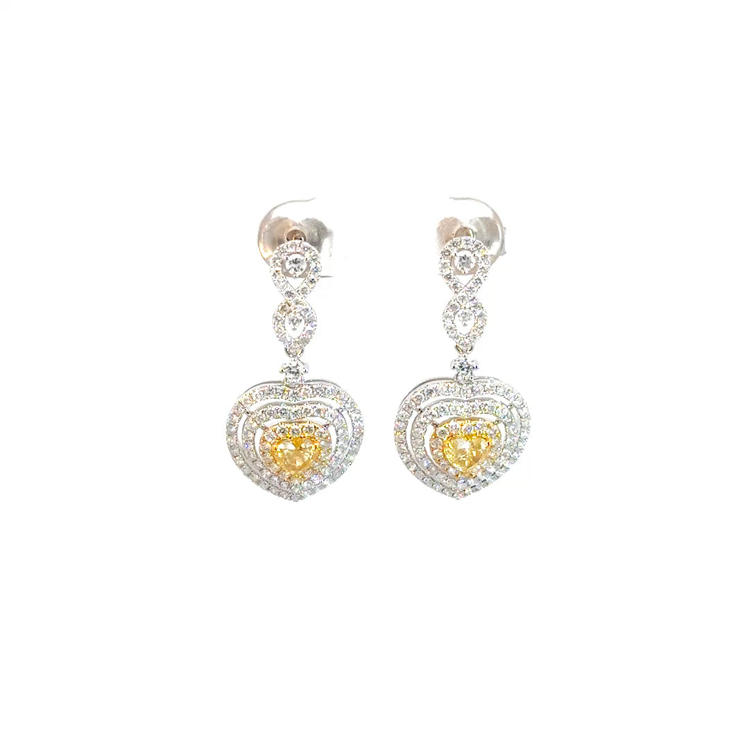 Aretes Mónaco corazón diamante amarillo largos