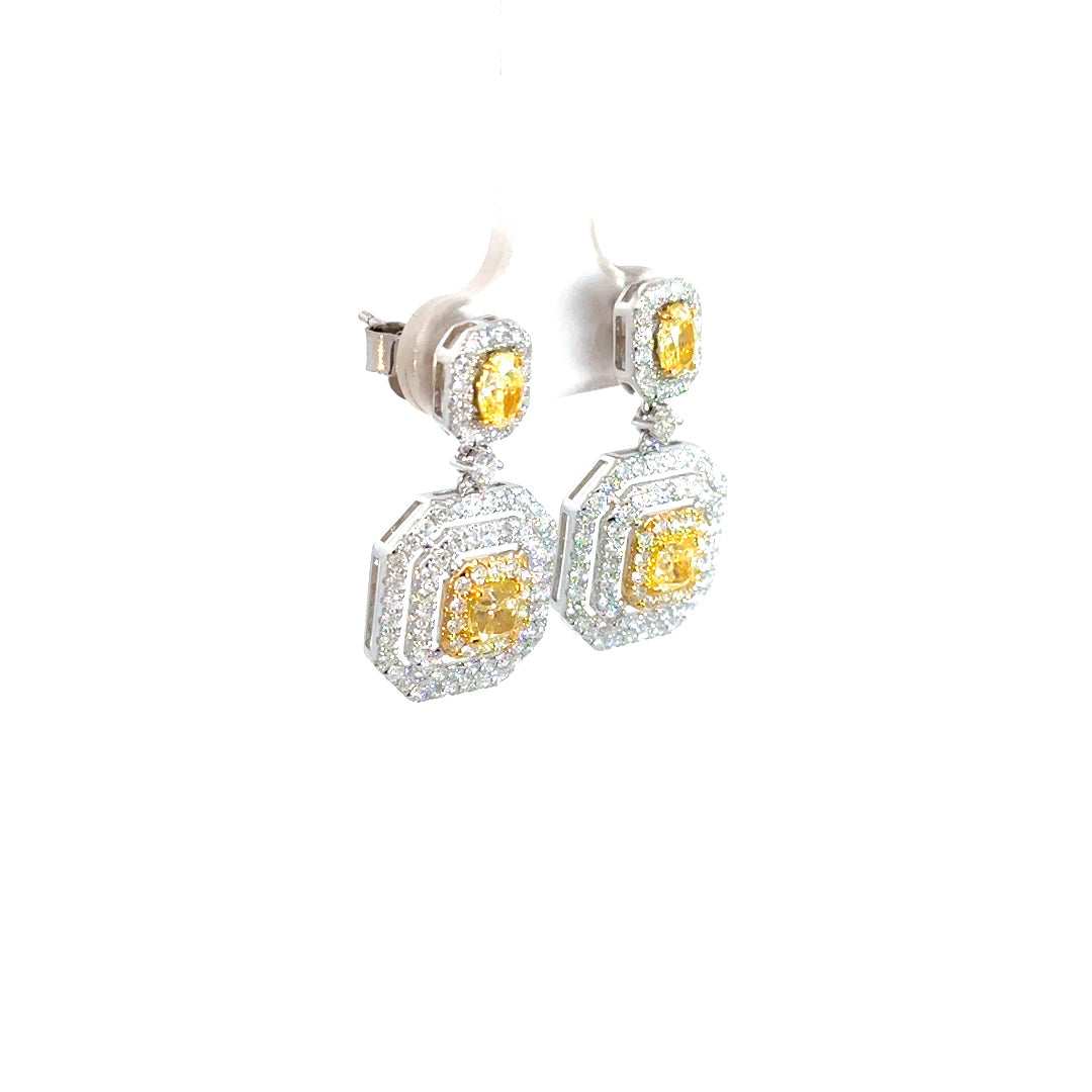 Aretes Mónaco cuadrado diamante amarillo largos