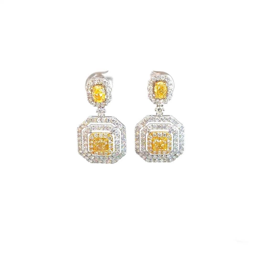 Aretes Mónaco cuadrado diamante amarillo largos