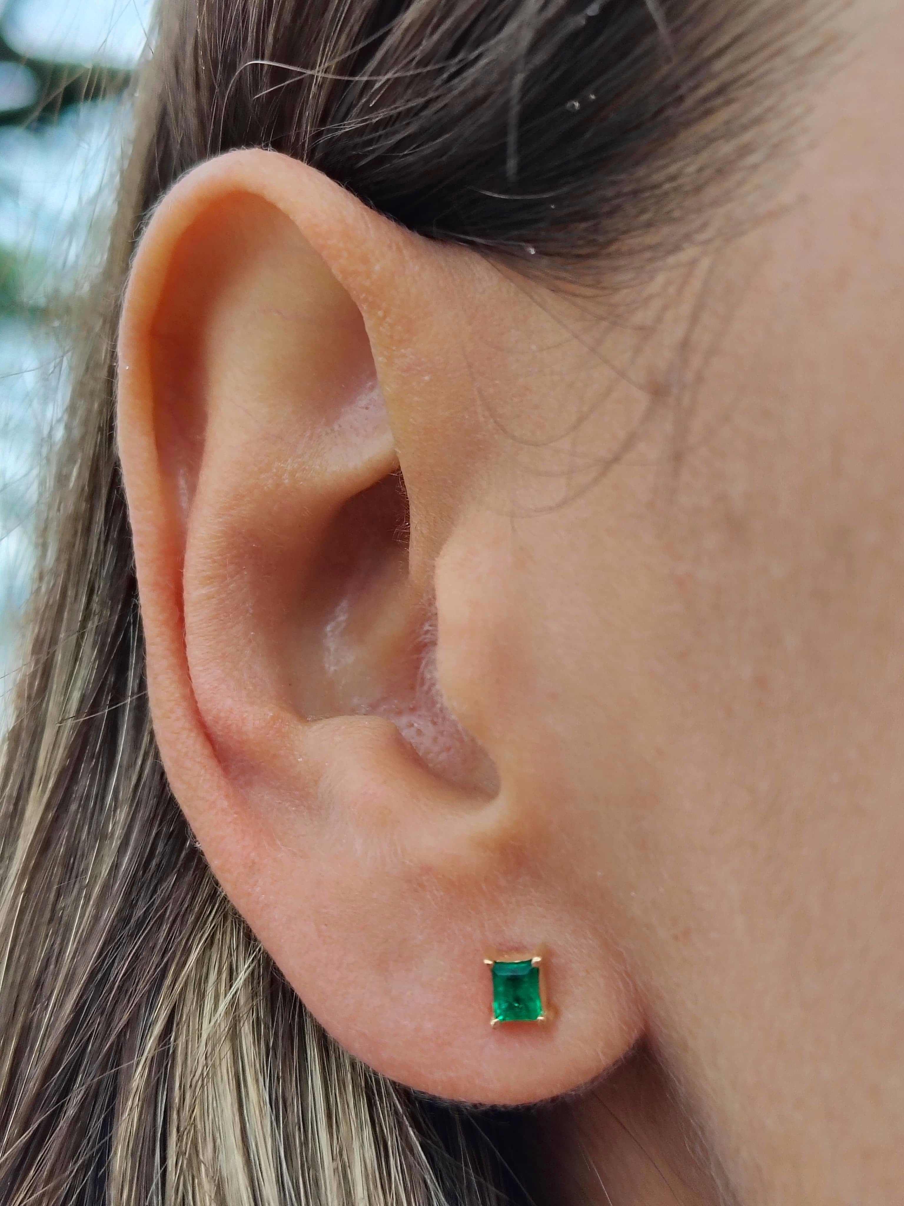 Aretes baguette esmeralda 4,5 x 3,5 mm- Par