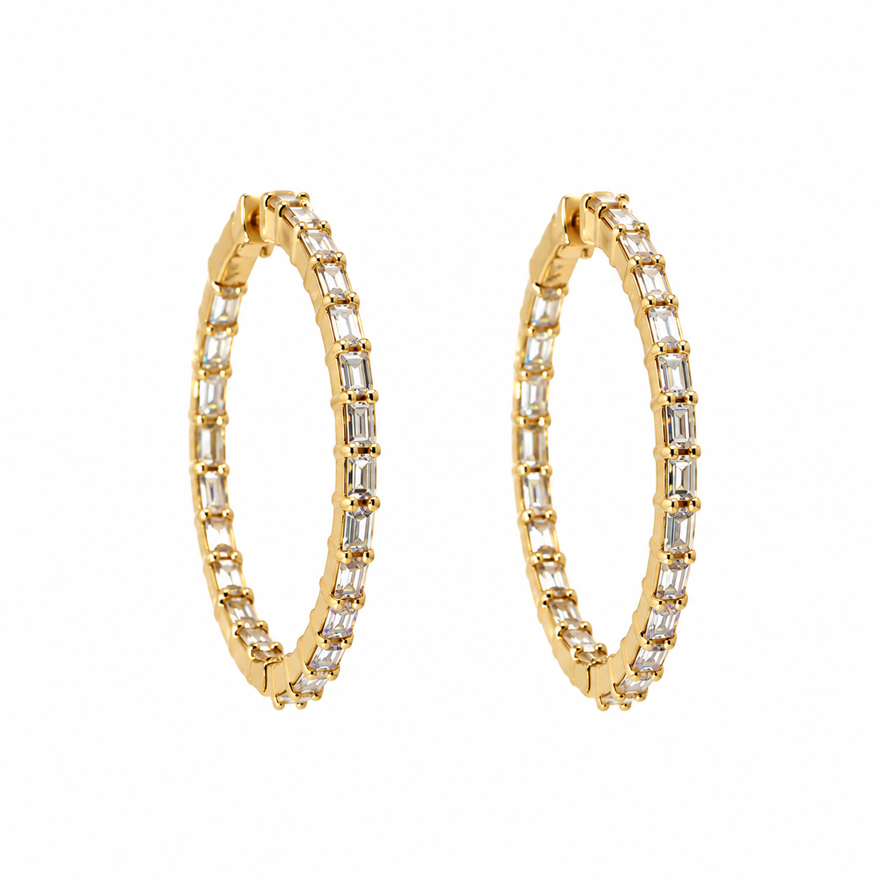 Aretes candonga diamantes baguette OA