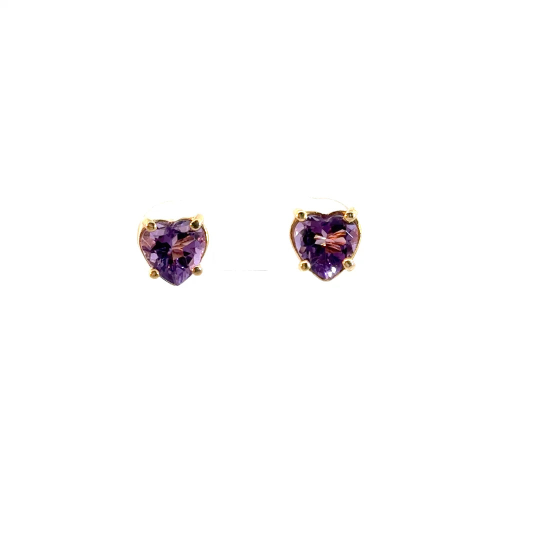 Aretes corazón amatista 8mm