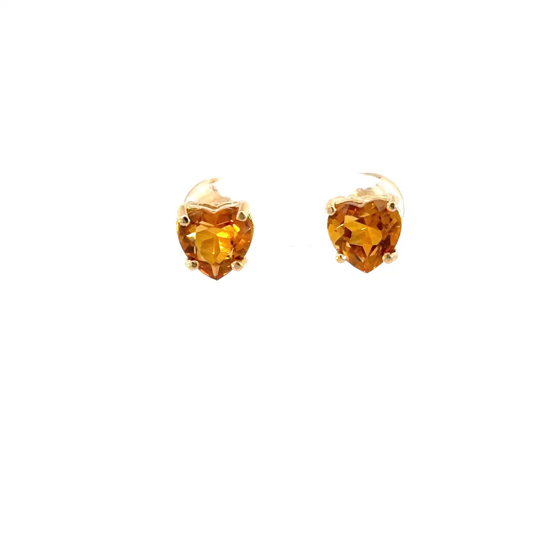 Aretes corazón citrino 8mm